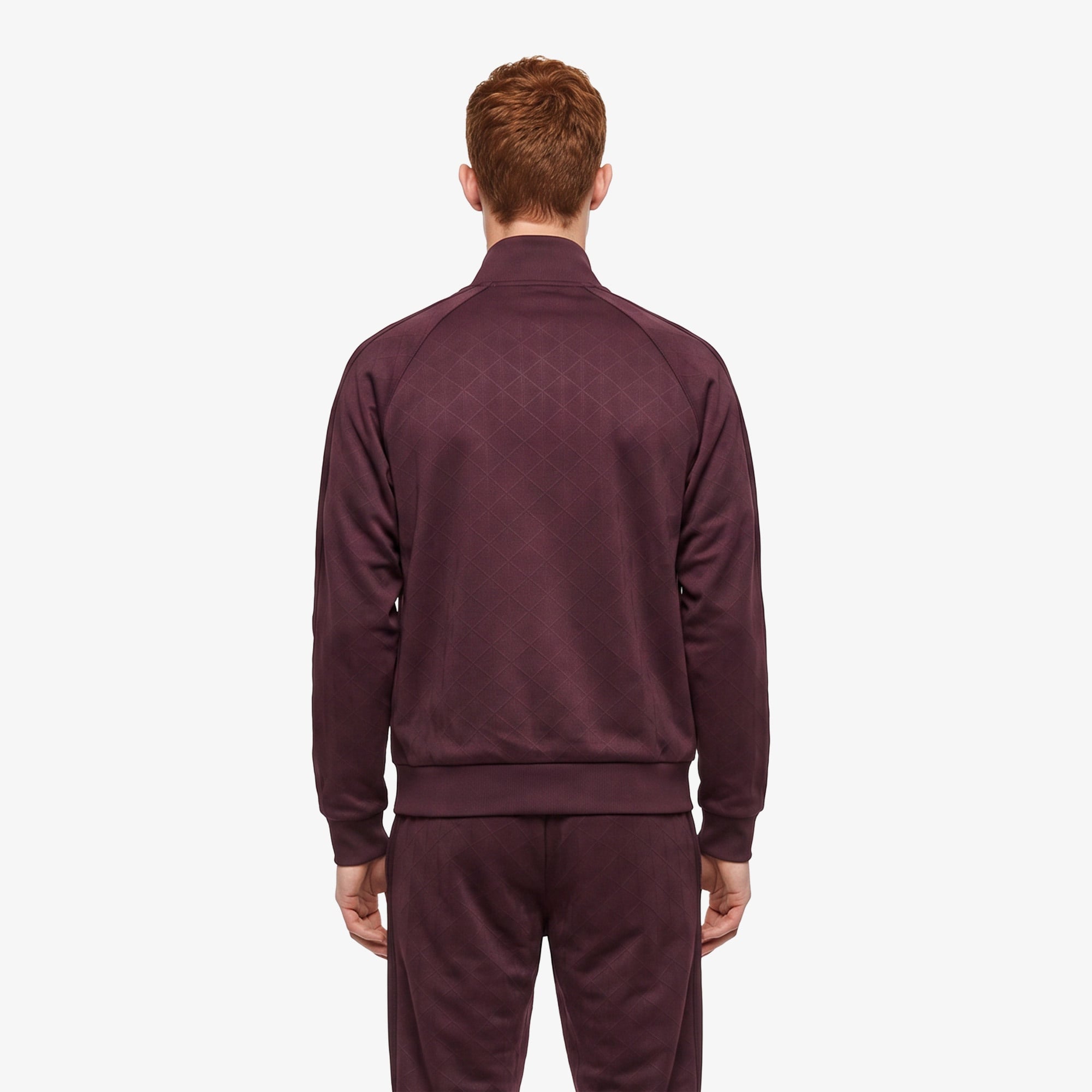 Erkek Regular Fit Fermuarlı Baskılı Bordo Sweatshirt