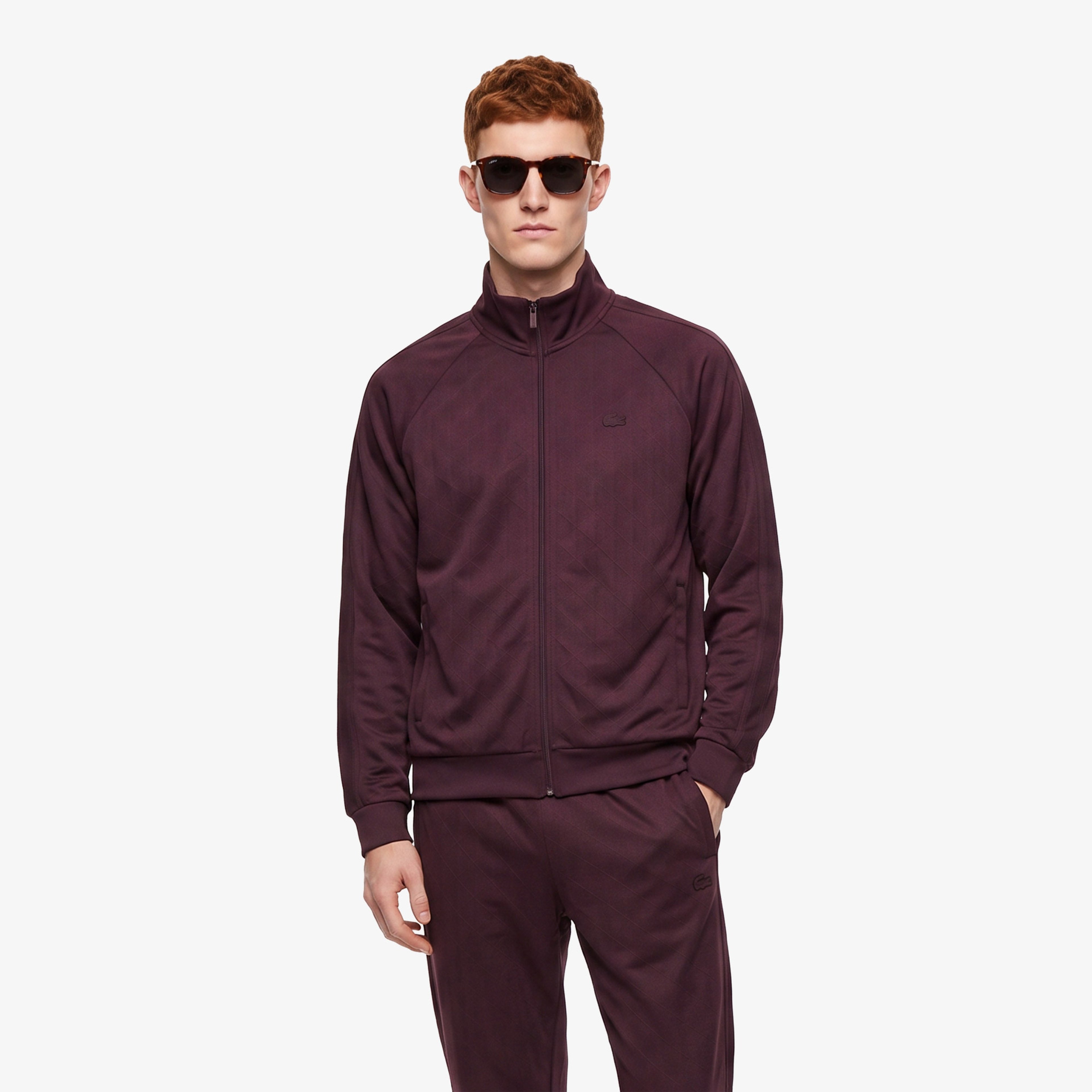 Erkek Regular Fit Fermuarlı Baskılı Bordo Sweatshirt Erkek Regular Fit Fermuarlı Baskılı Bordo Sweatshirt
