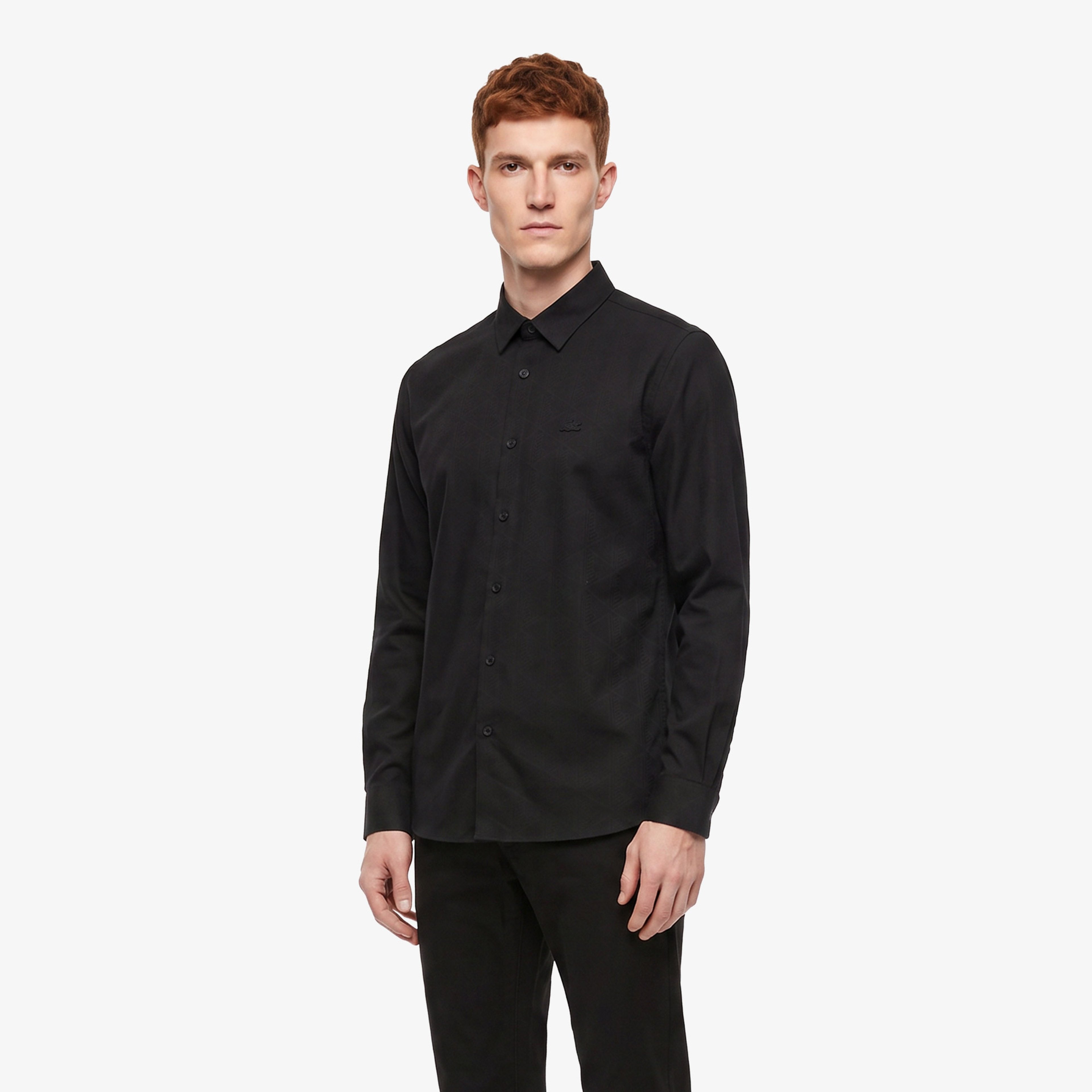 Erkek Slim Fit Düğmeli Yaka Siyah Gömlek Erkek Slim Fit Düğmeli Yaka Siyah Gömlek