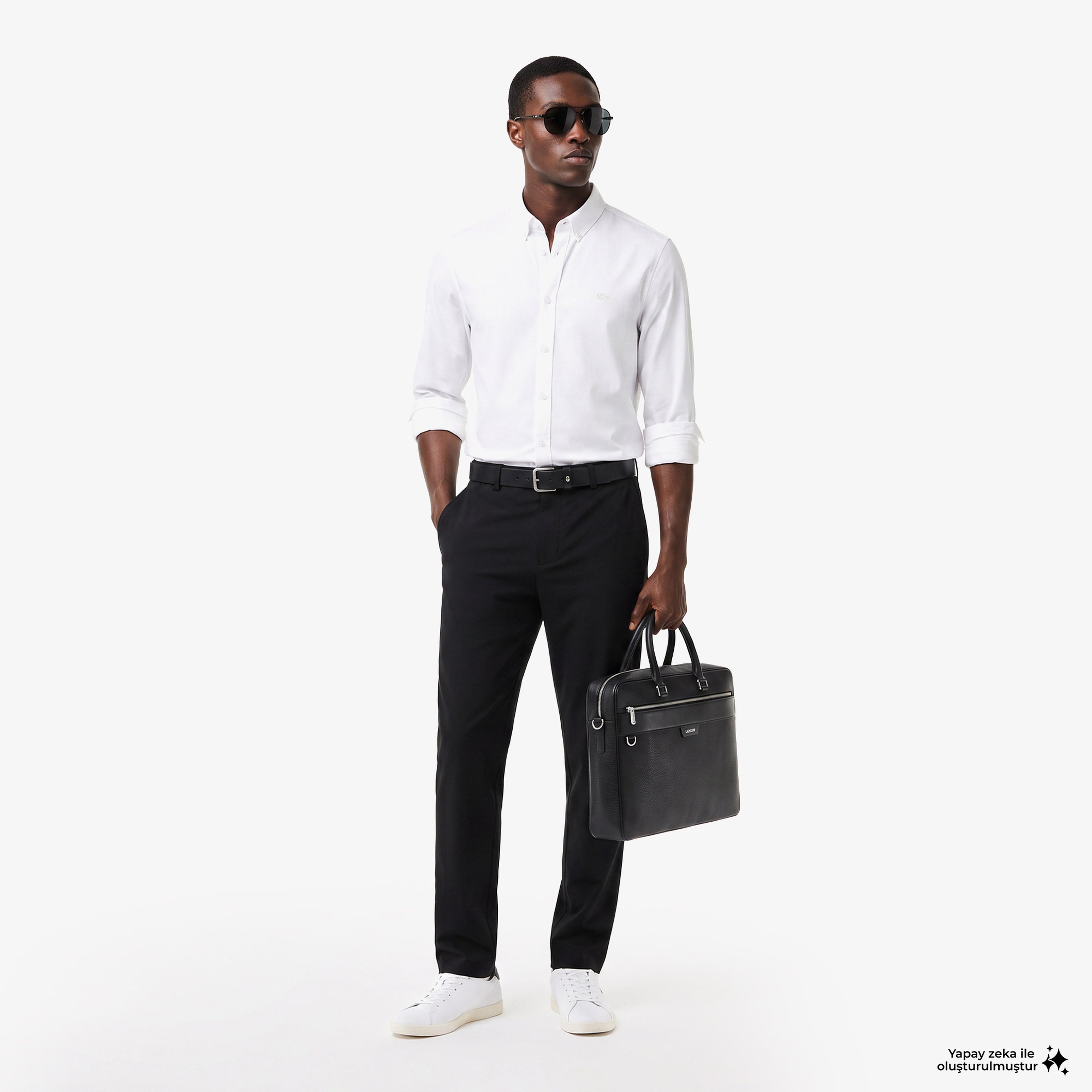 Erkek Slim Fit Düğmeli Yaka Beyaz Gömlek Erkek Slim Fit Düğmeli Yaka Beyaz Gömlek