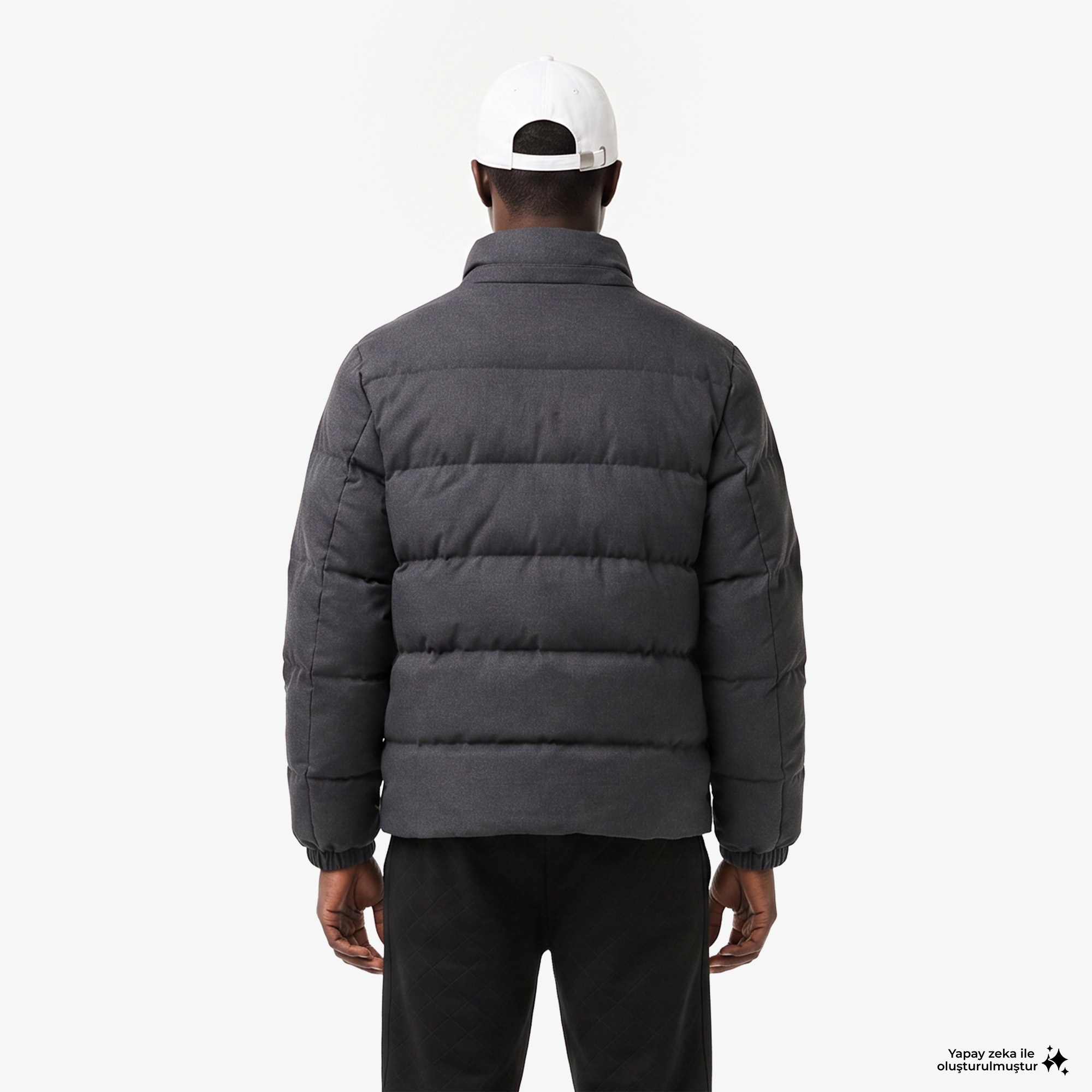 Erkek Classic Fit Kapüşonlu Gri Şişme Mont