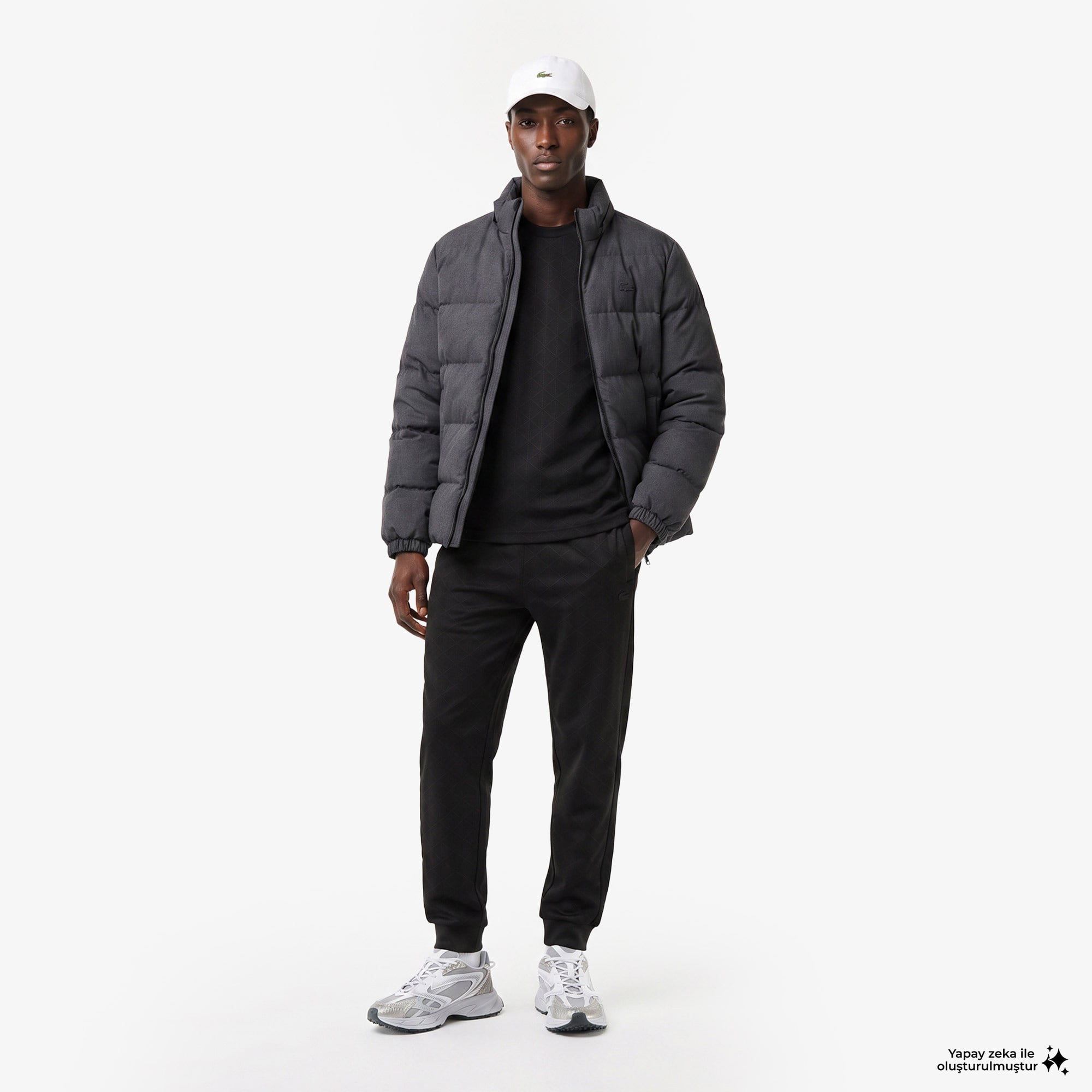 Erkek Classic Fit Kapüşonlu Gri Şişme Mont