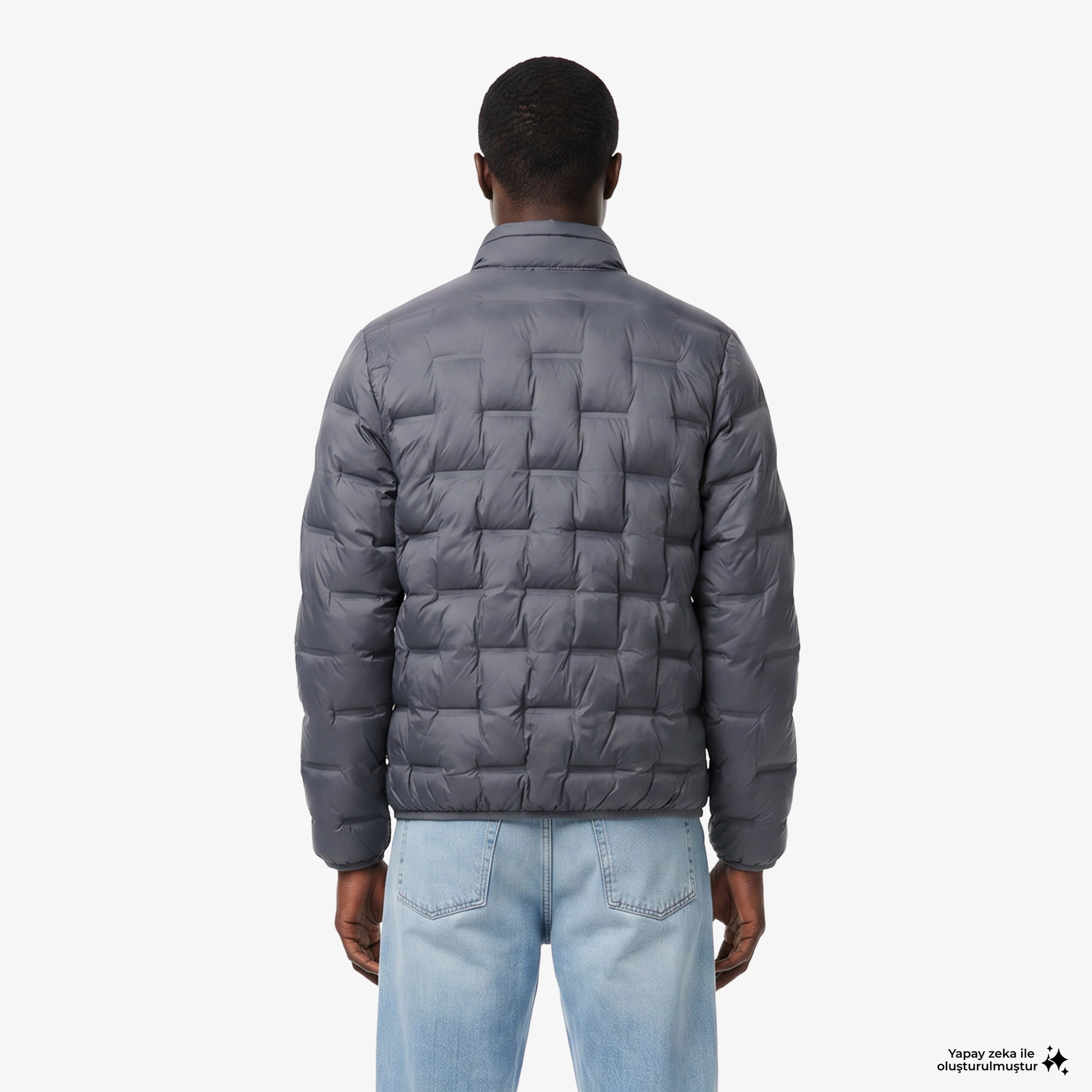 Erkek Regular Fit Dik Yaka Kapitone Koyu Gri Mont Erkek Regular Fit Dik Yaka Kapitone Koyu Gri Mont