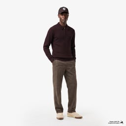 Erkek Regular Fit Yarım Fermuarlı Yün Bordo Kazak Bordo