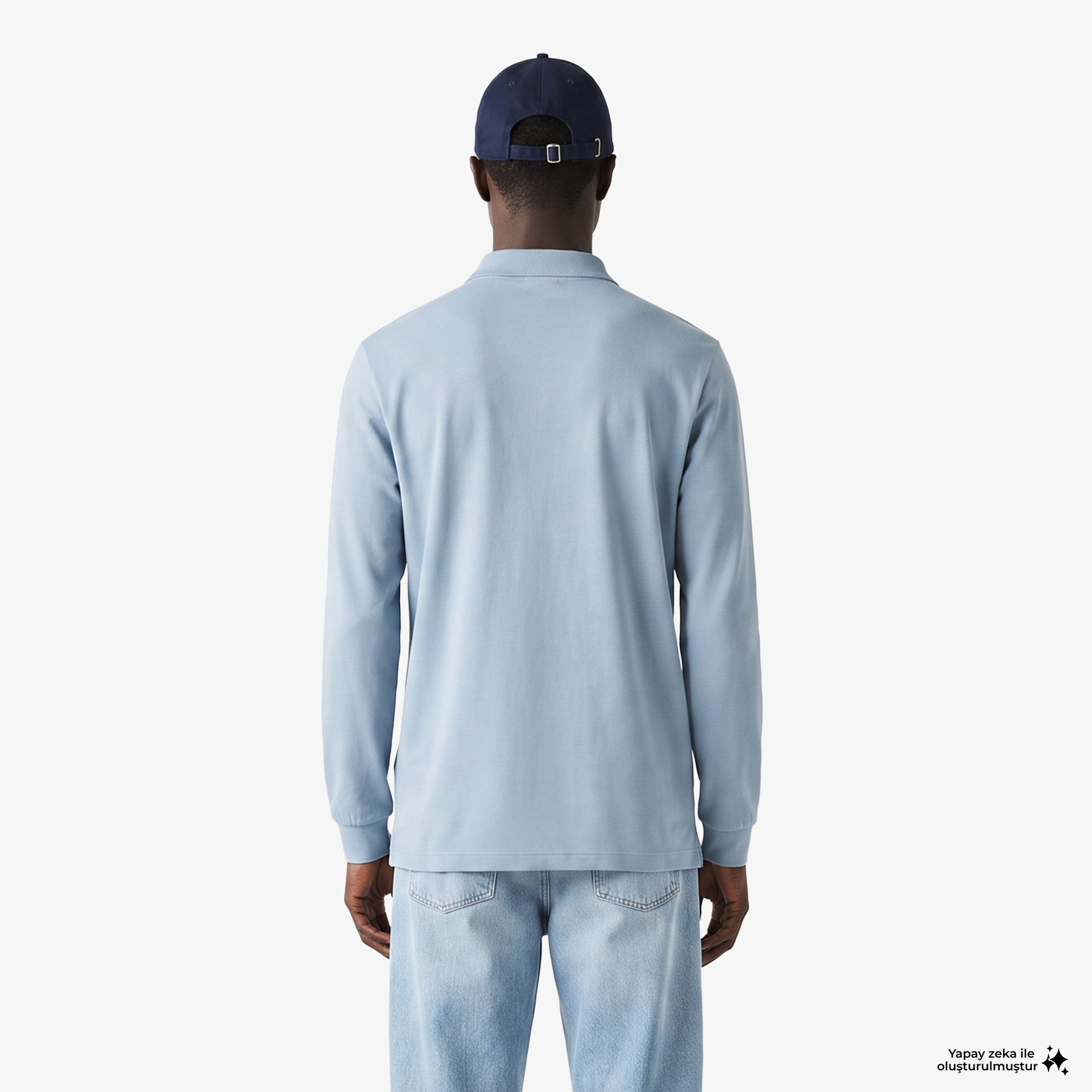 L.12.12 Erkek Classic Fit Uzun Kollu Mavi Polo
