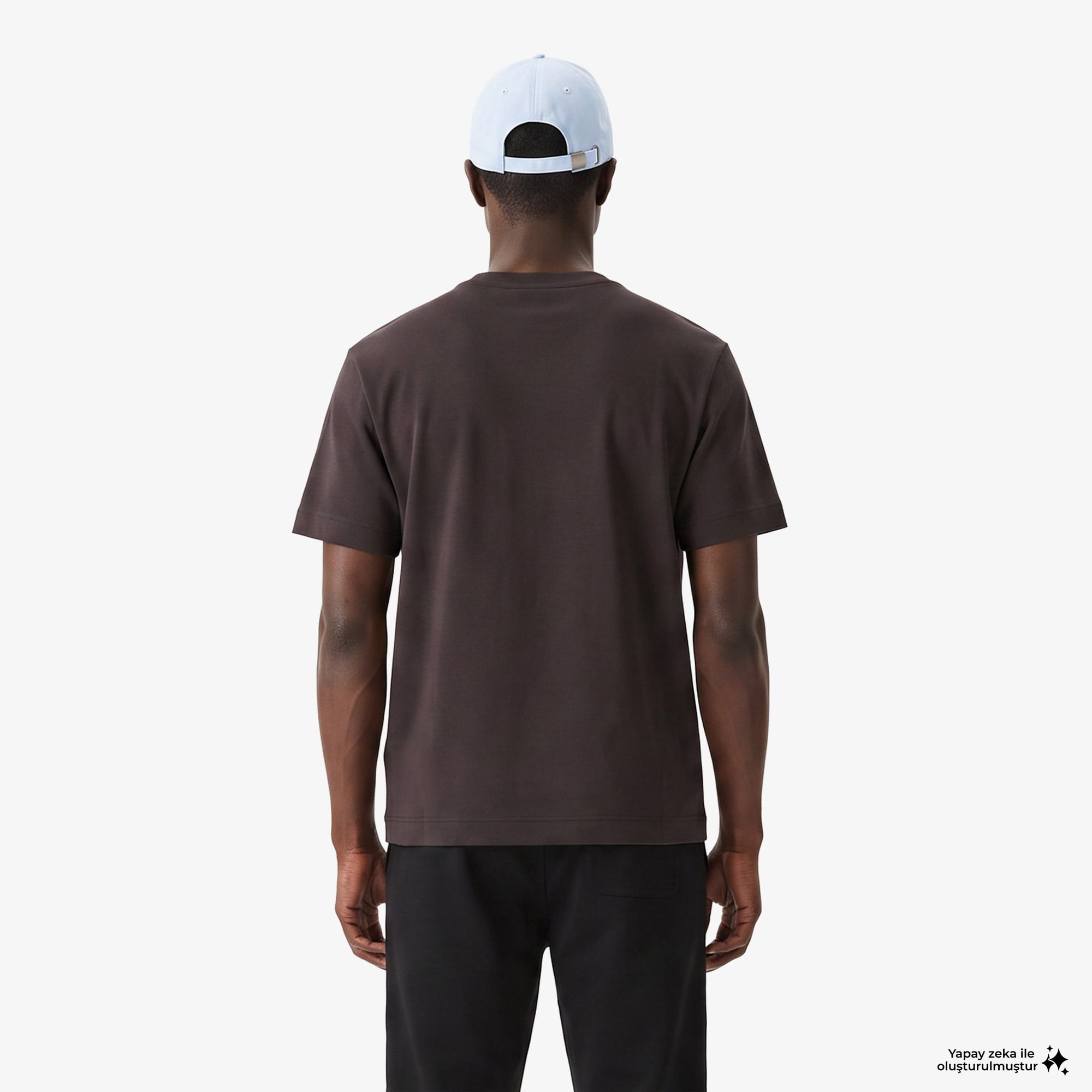 Erkek Oversize Fit Bisiklet Yaka Kahverengi T-Shirt