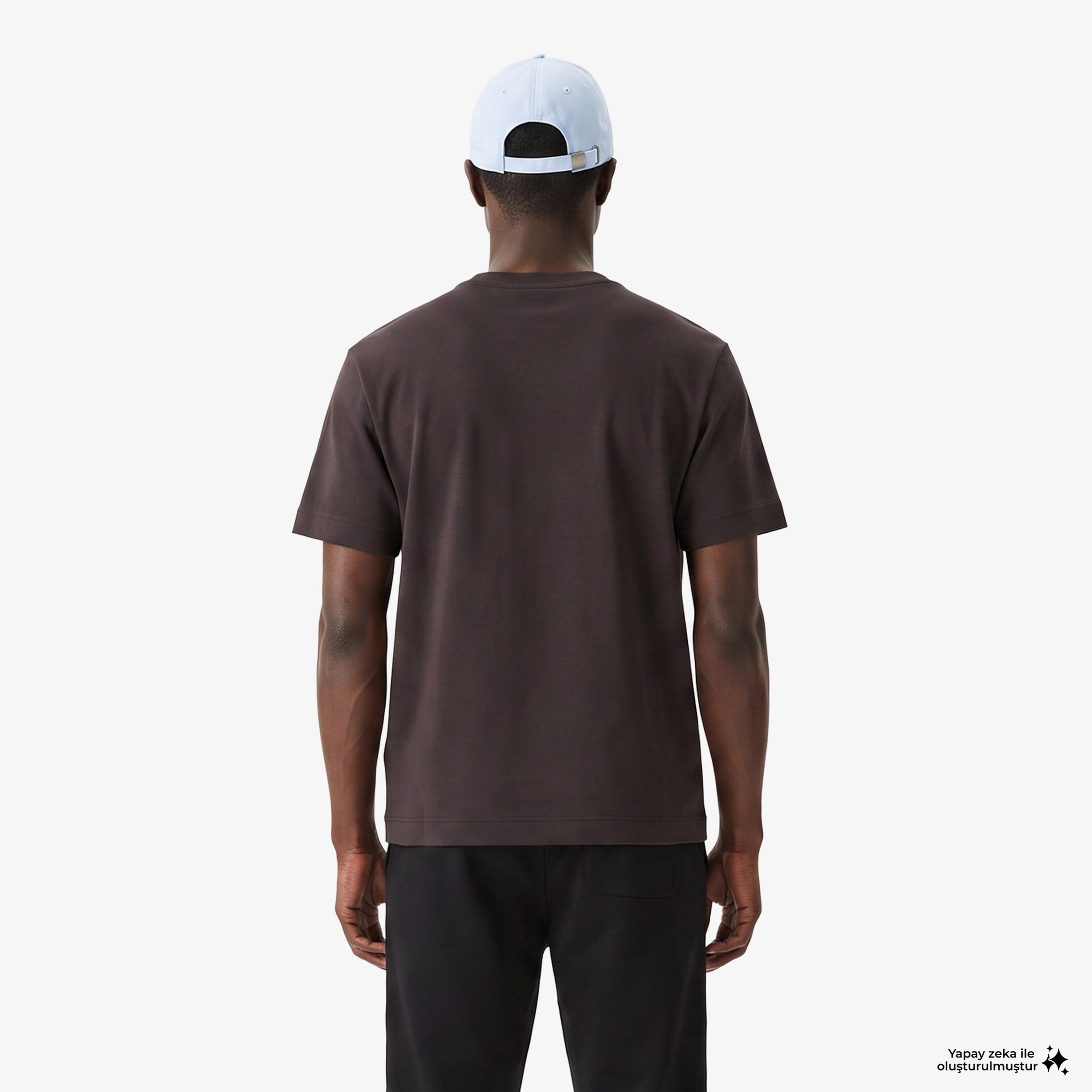 Erkek Oversize Fit Bisiklet Yaka Kahverengi T-Shirt