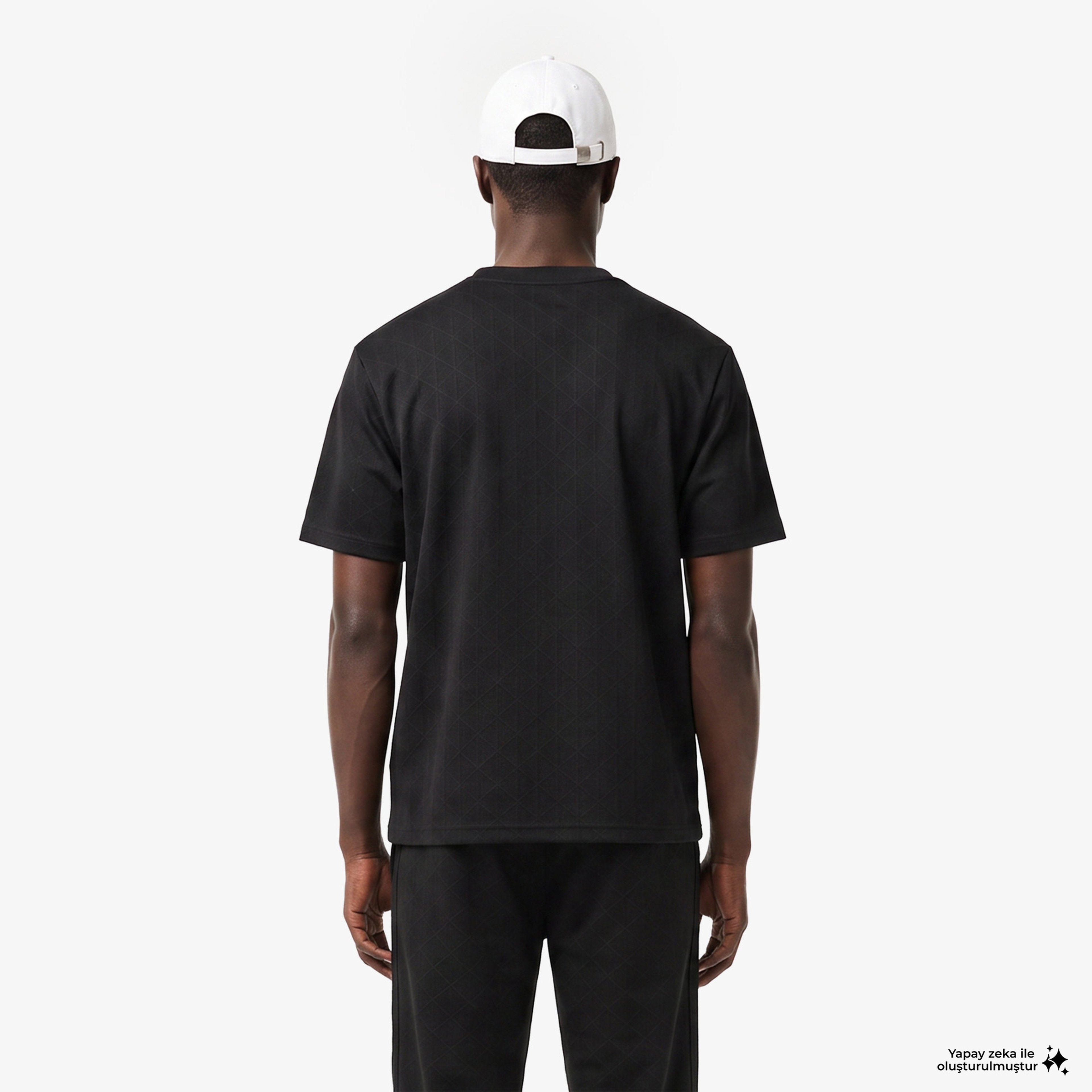 Erkek Relaxed Fit Bisiklet Yaka Monogram Siyah T-Shirt