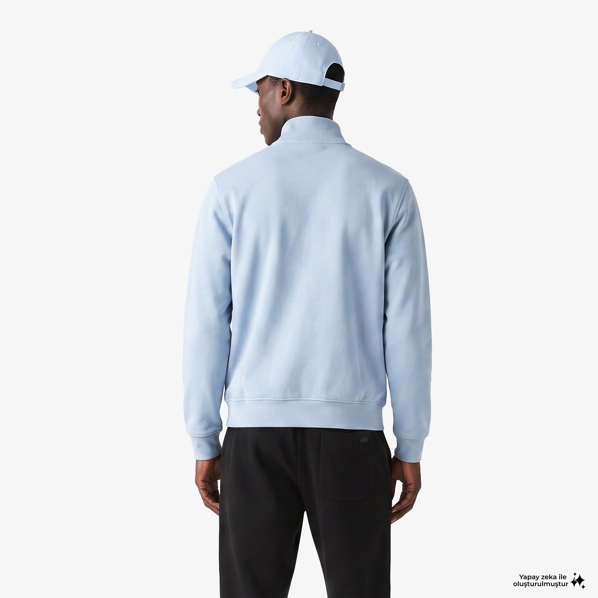 Erkek Regular Fit Yarım Fermuarlı Mavi Sweatshirt
