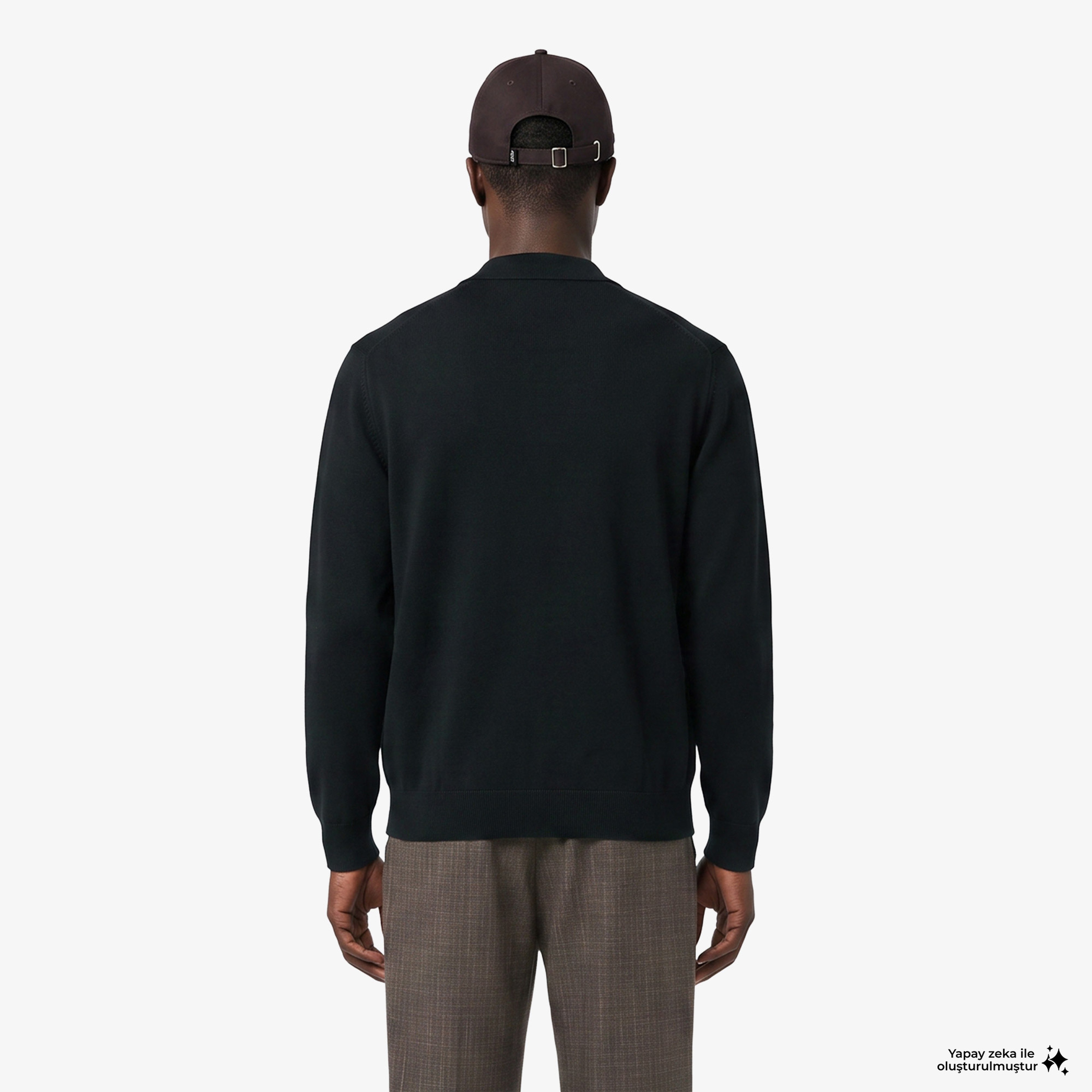 Erkek Classic Fit Polo Yaka Koyu Yeşil Kazak