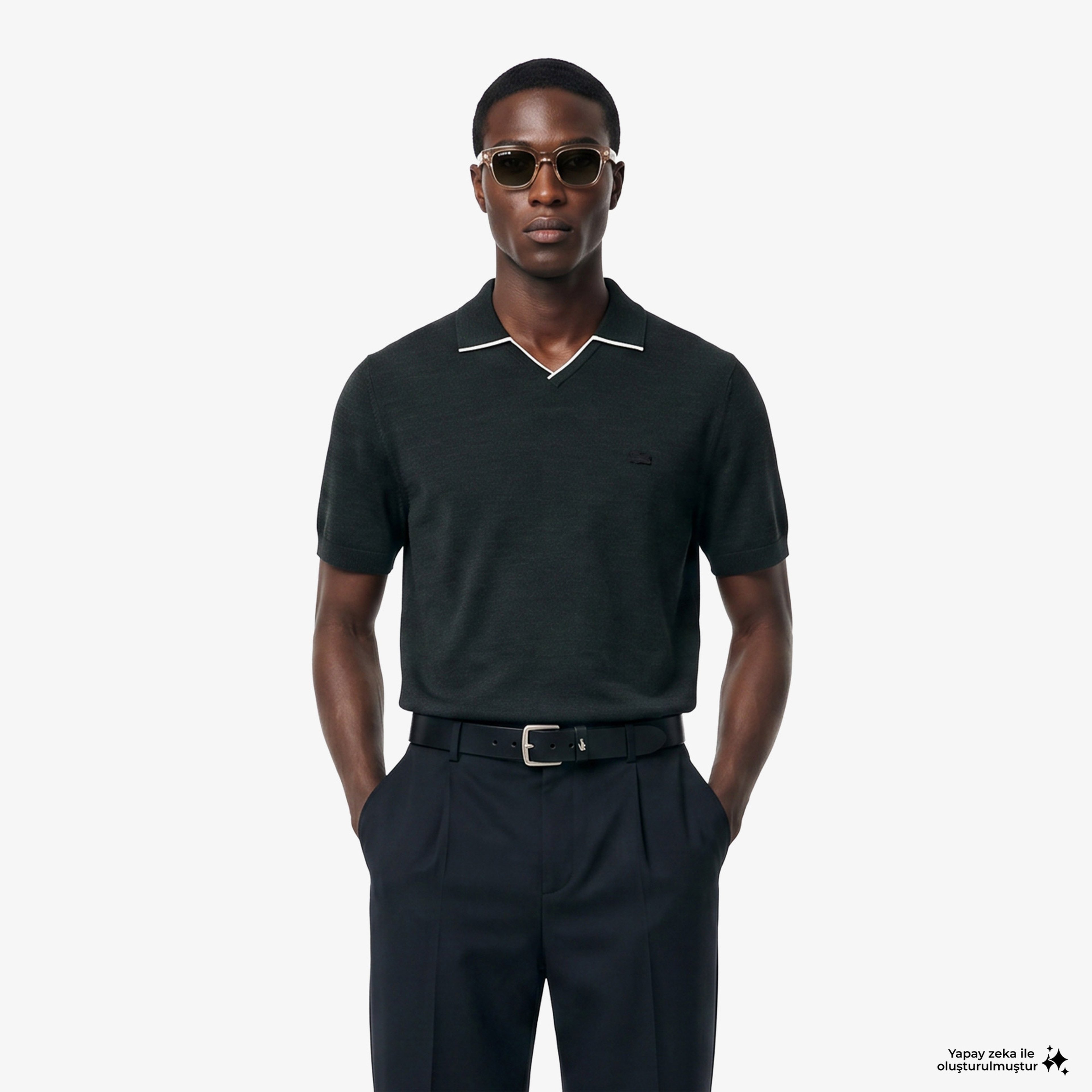 Erkek Regular Fit Kısa Kollu Polo Yaka Yün Koyu Yeşil Triko Erkek Regular Fit Kısa Kollu Polo Yaka Yün Koyu Yeşil Triko
