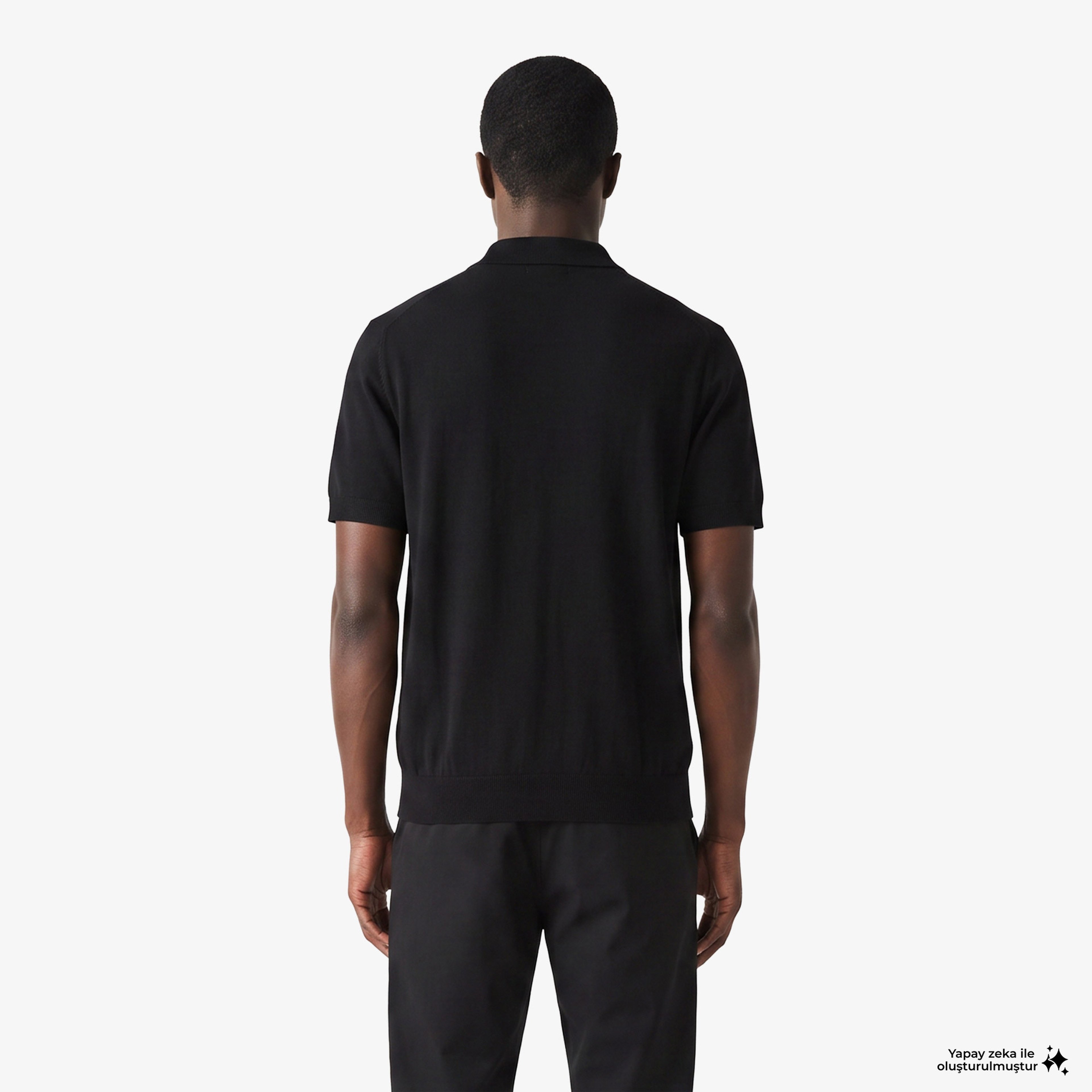 Erkek Regular Fit Kısa Kollu Polo Yaka Yün Siyah Triko Erkek Regular Fit Kısa Kollu Polo Yaka Yün Siyah Triko