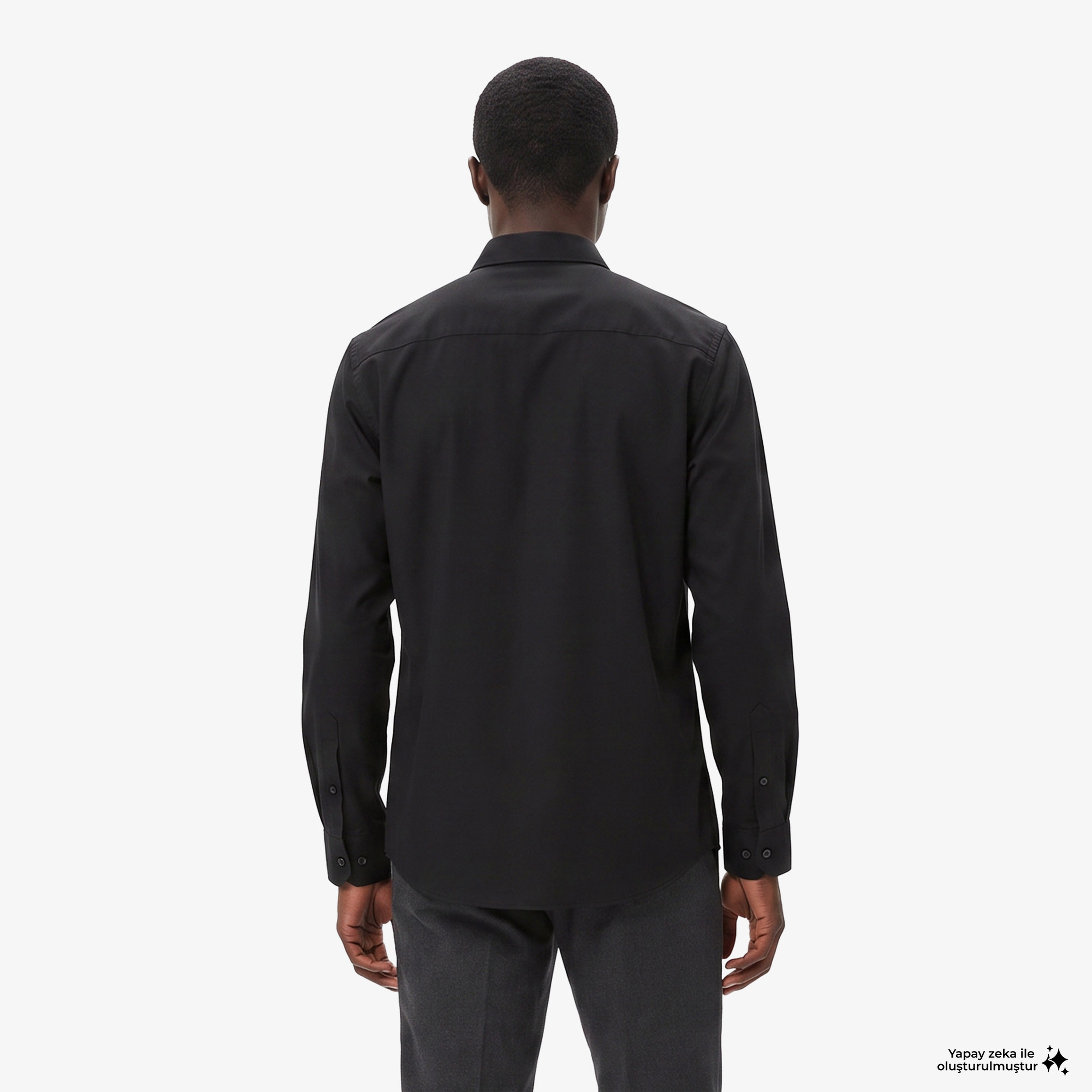 Erkek Slim Fit Düğmeli Yaka Siyah Gömlek Erkek Slim Fit Düğmeli Yaka Siyah Gömlek
