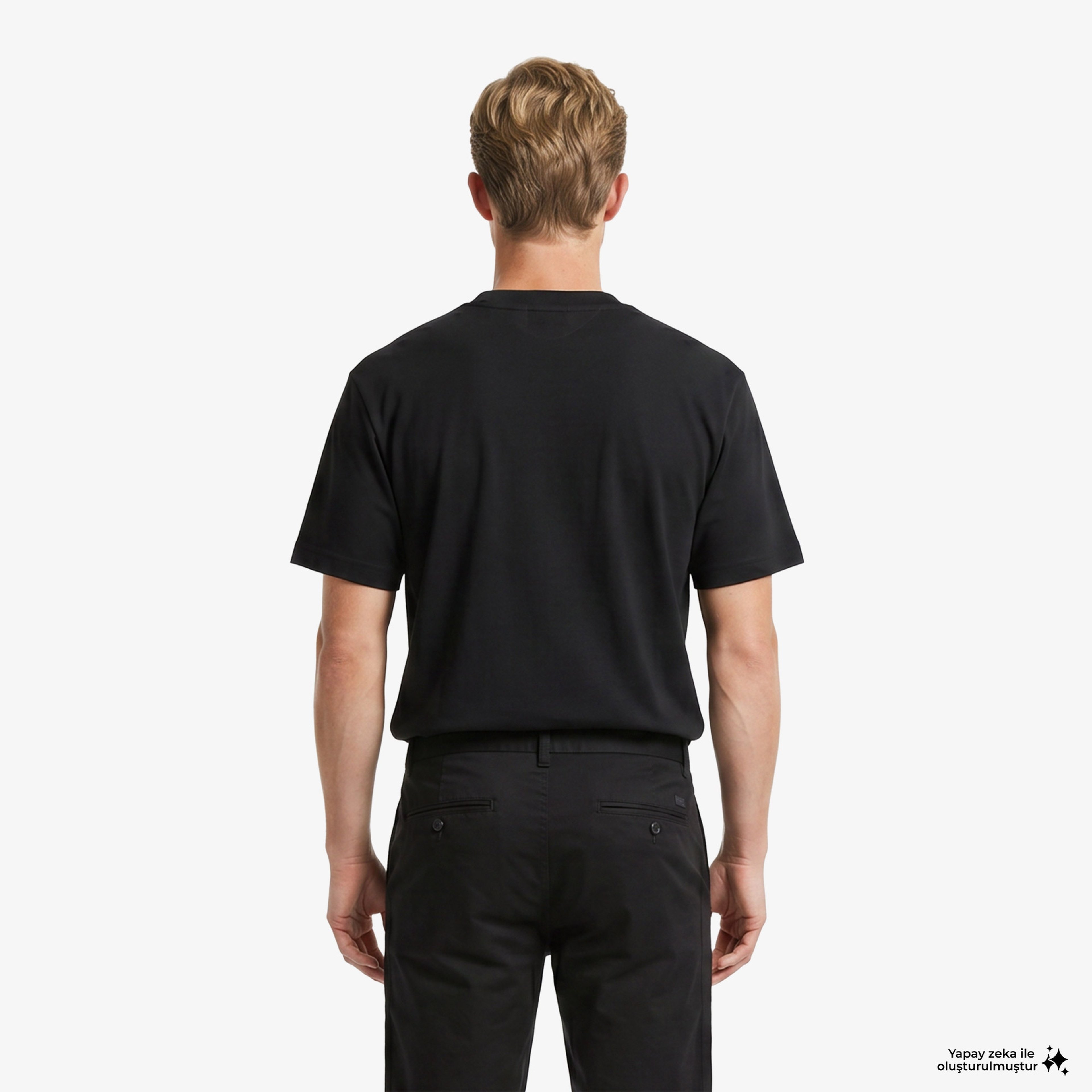 Unisex Loose Fit Bisiklet Yaka Organik Pamuk Siyah T-Shirt