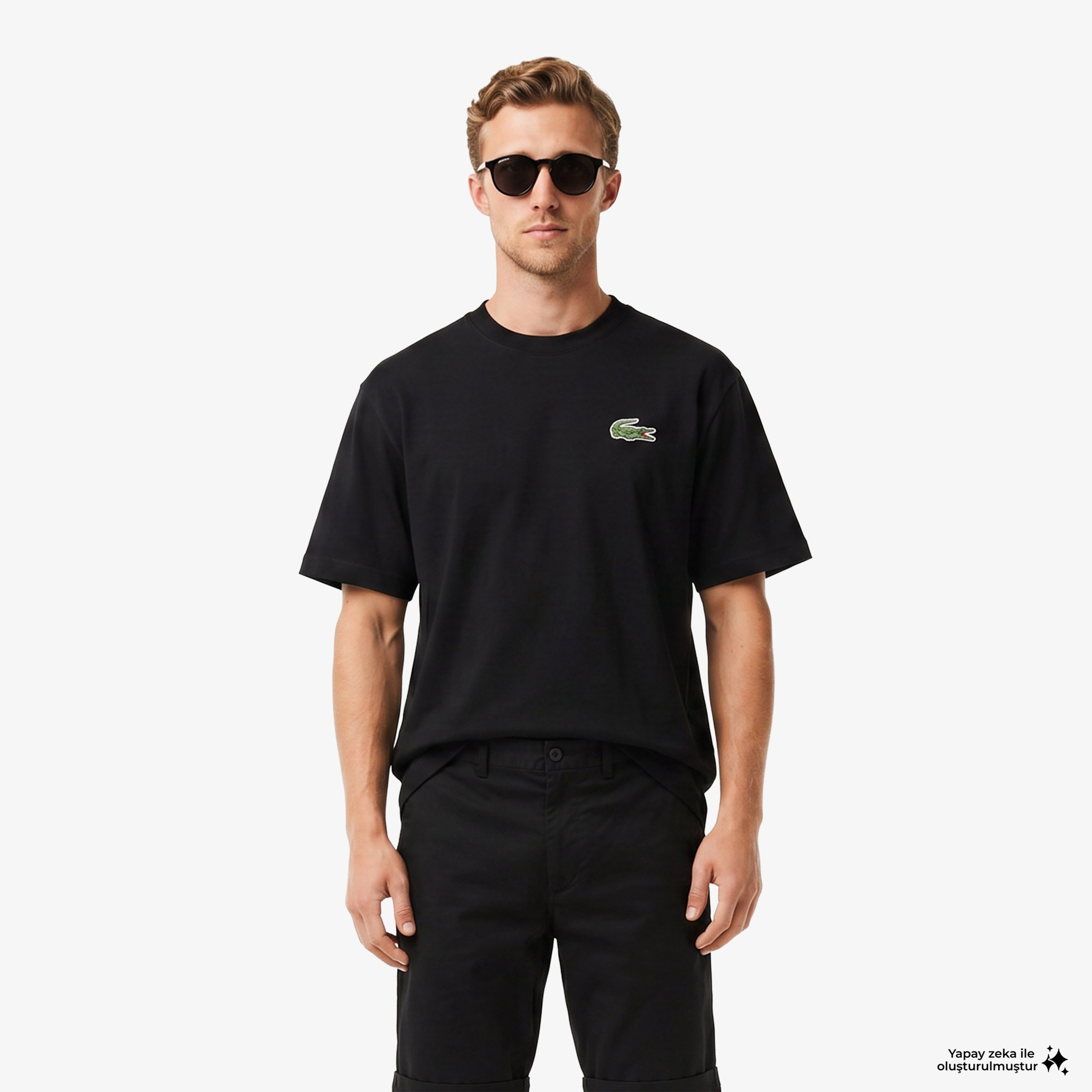 Unisex Loose Fit Bisiklet Yaka Organik Pamuk Siyah T-Shirt
