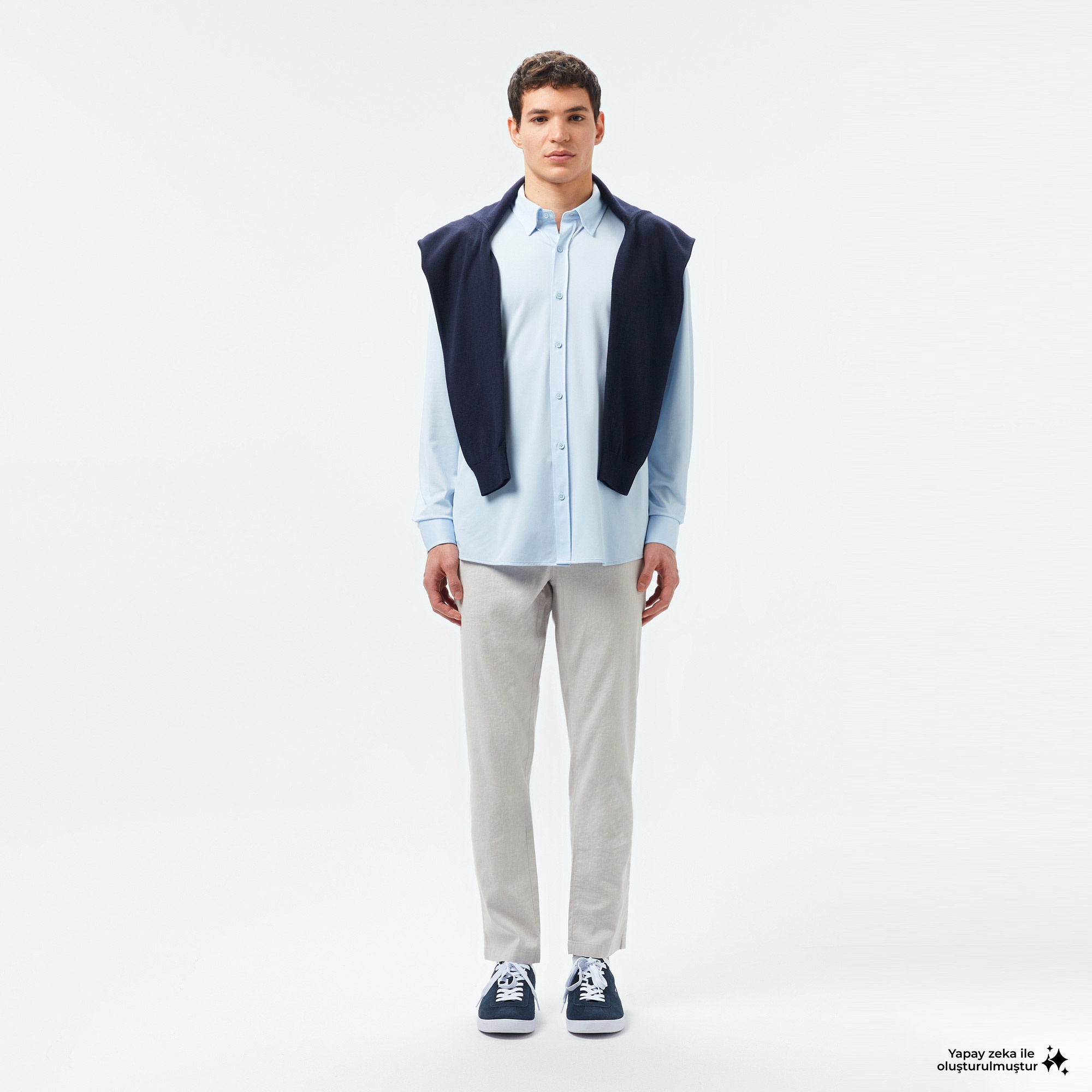 Erkek Slim Fit Açık Mavi Gömlek