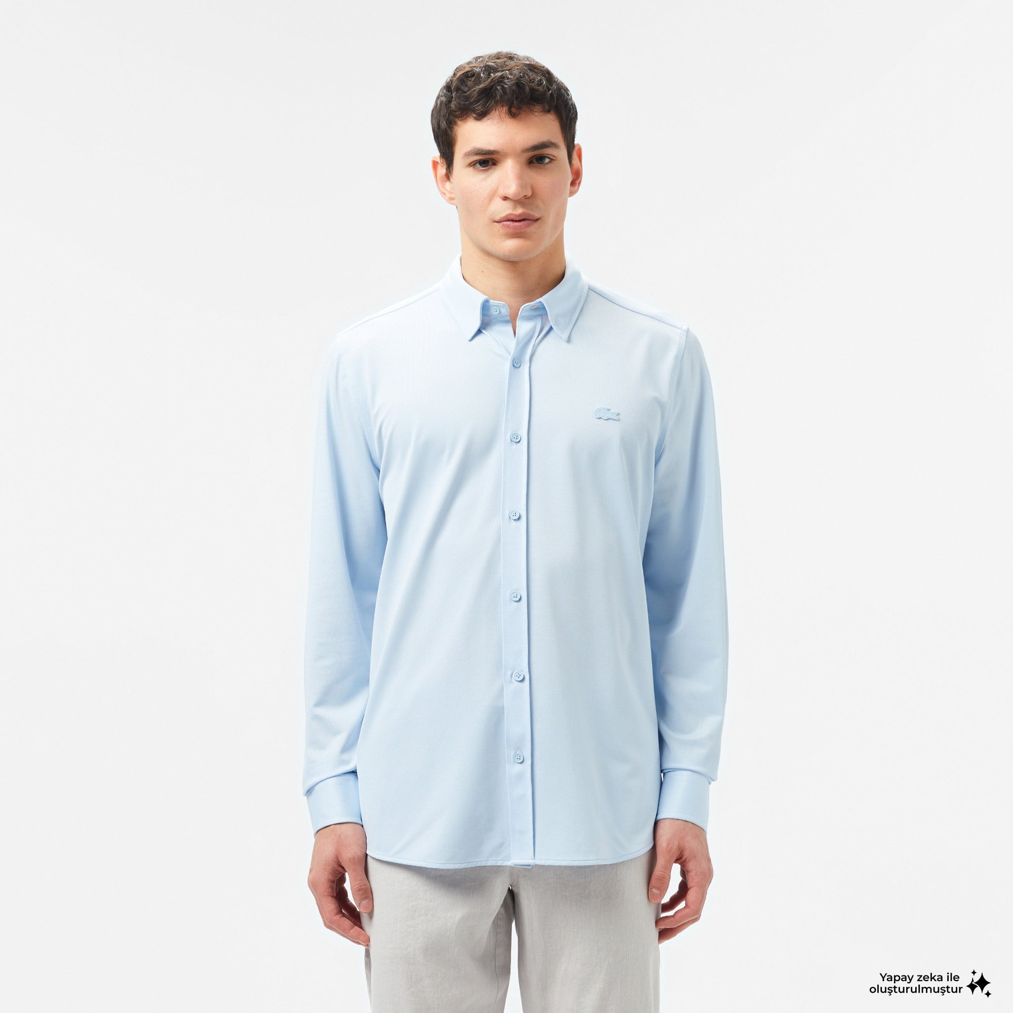 Erkek Slim Fit Açık Mavi Gömlek