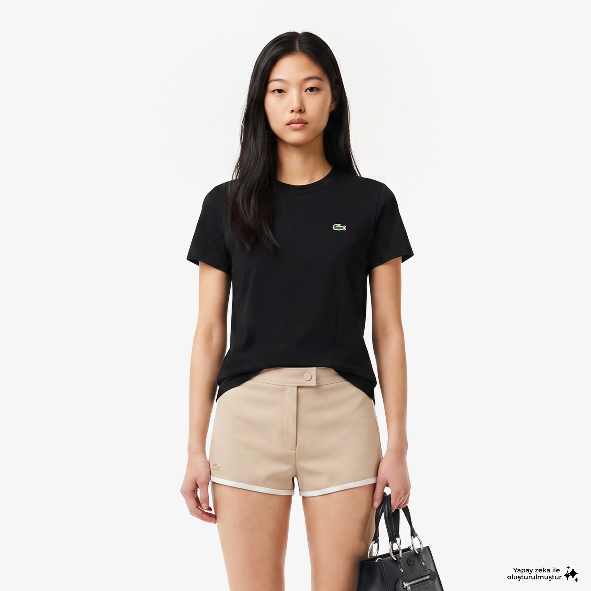 Kadın Slim Fit Bisiklet Yaka Siyah T-Shirt