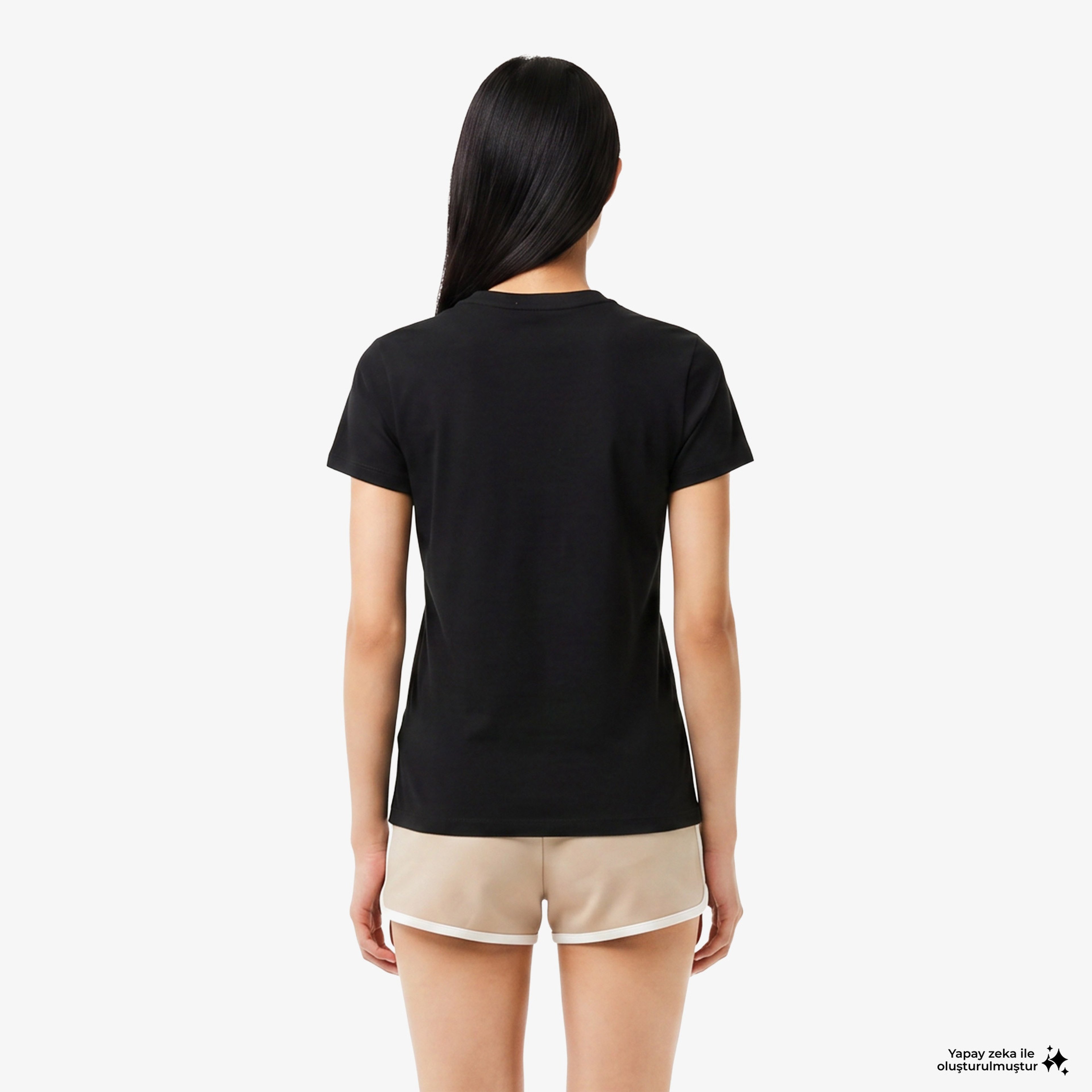 Kadın Slim Fit Bisiklet Yaka Siyah T-Shirt