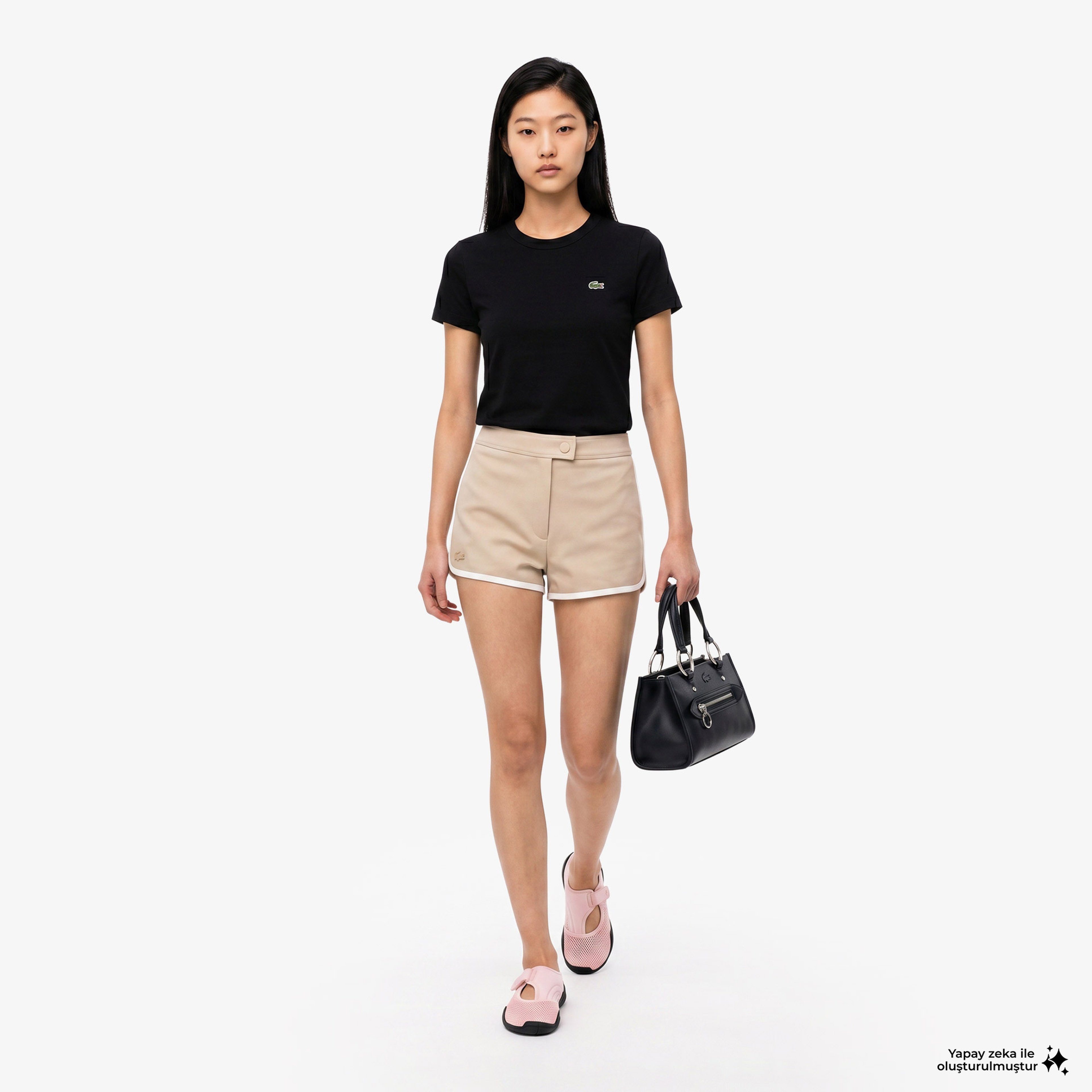 Kadın Slim Fit Bisiklet Yaka Siyah T-Shirt