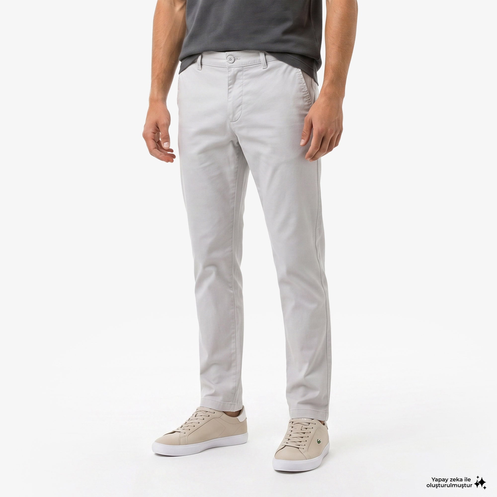 Erkek Slim Fit Gri Chino Pantolon