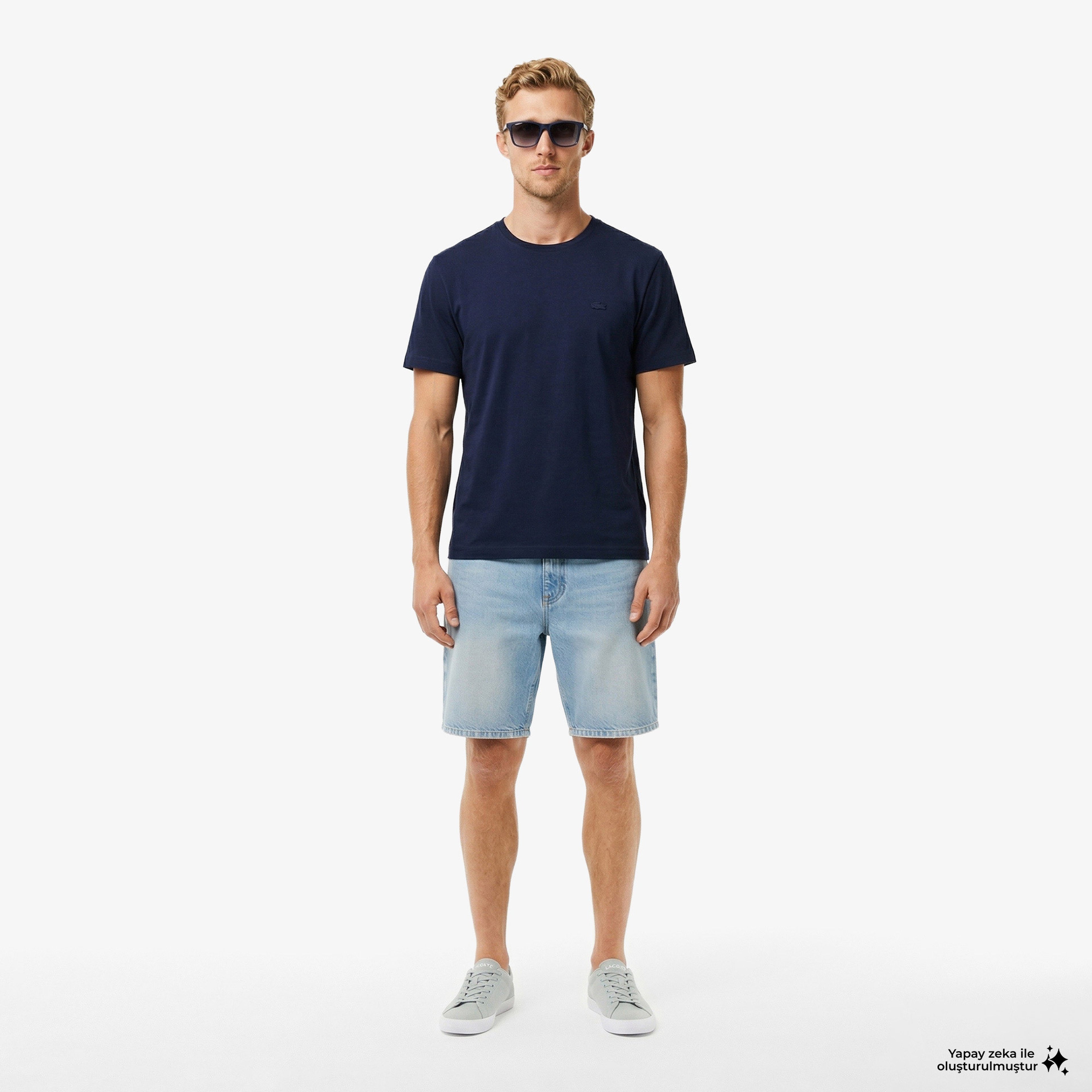 Erkek Relaxed Fit Bisiklet Yaka Lacivert T-Shirt Erkek Relaxed Fit Bisiklet Yaka Lacivert T-Shirt