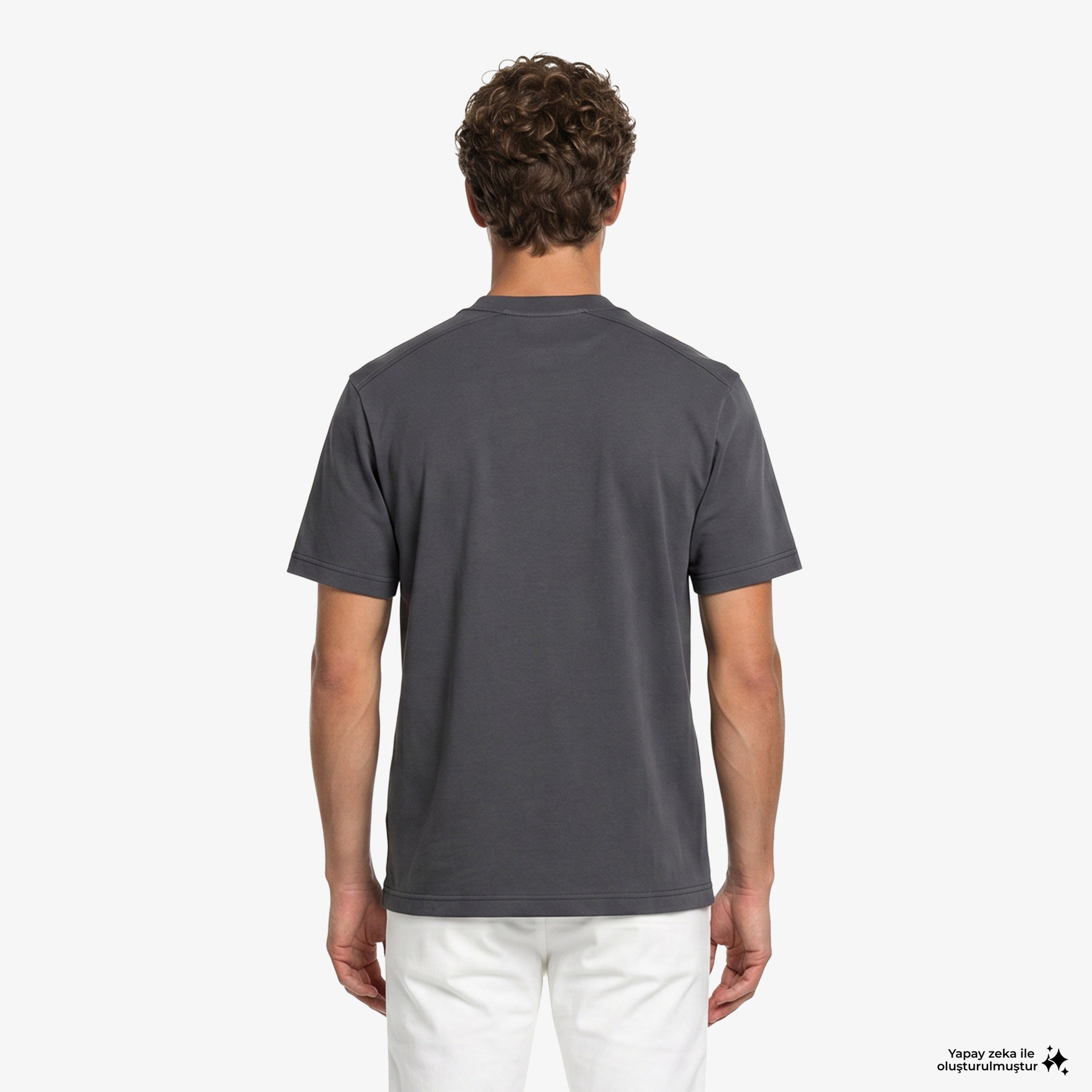 Erkek Relaxed Fit Bisiklet Yaka Koyu Gri T-Shirt Erkek Relaxed Fit Bisiklet Yaka Koyu Gri T-Shirt