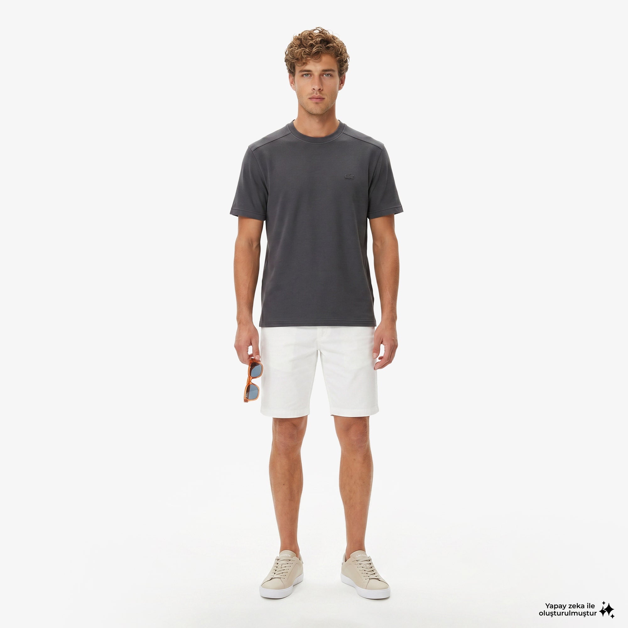 Erkek Relaxed Fit Bisiklet Yaka Koyu Gri T-Shirt