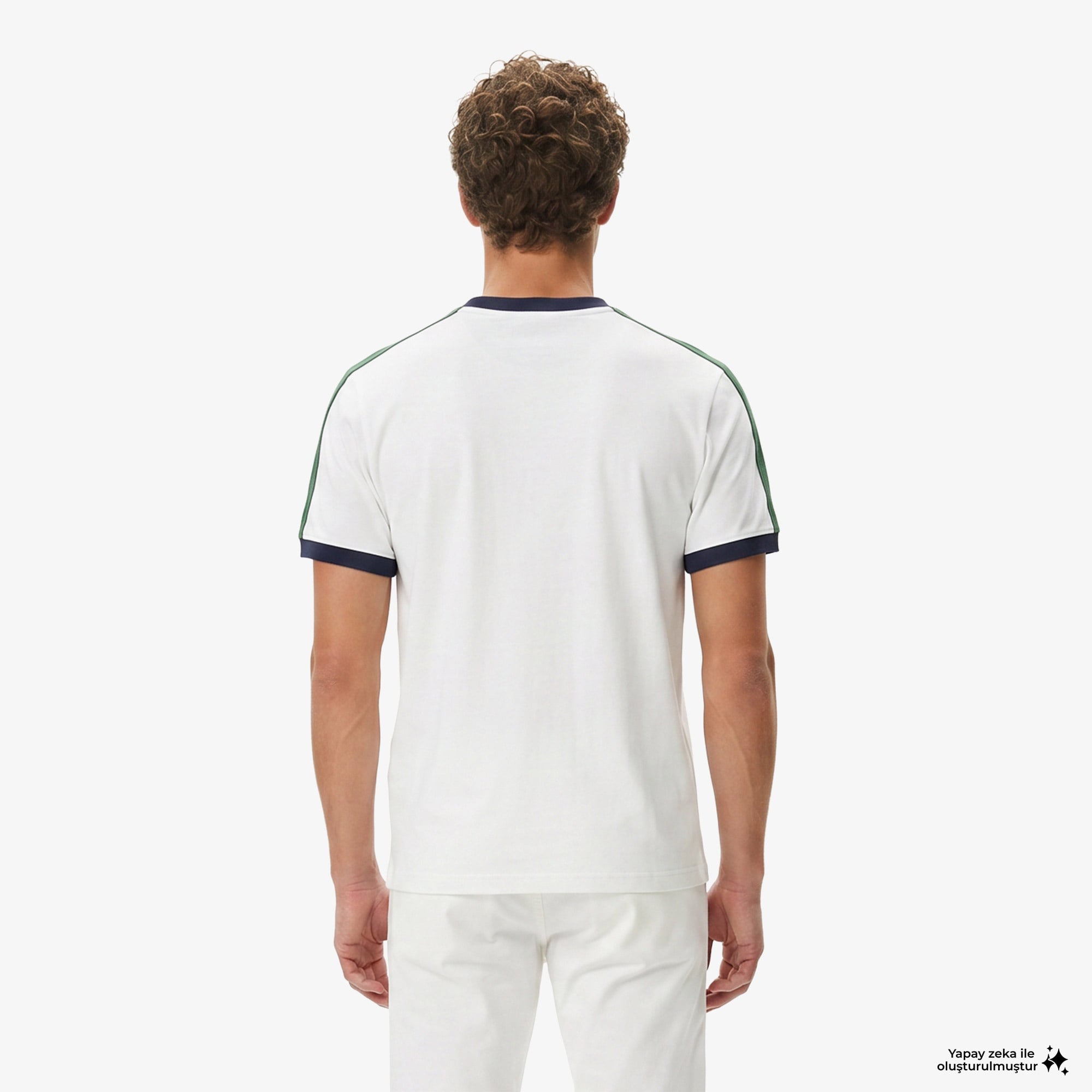 Erkek Regular Fit Bisiklet Yaka Renk Bloklu Beyaz T-Shirt