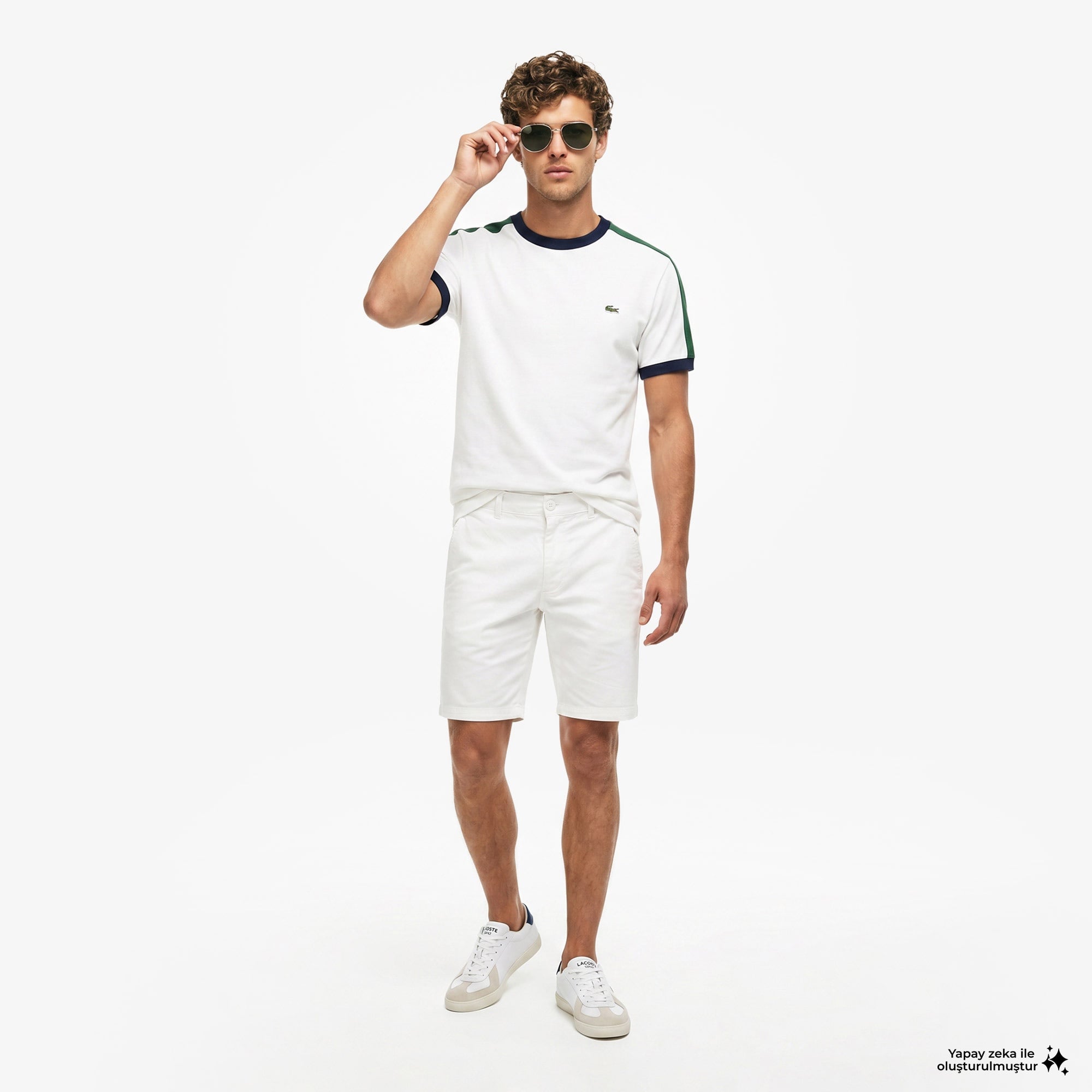 Erkek Regular Fit Bisiklet Yaka Renk Bloklu Beyaz T-Shirt