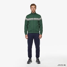 Erkek Regular Fit Fermuarlı Renk Bloklu Yeşil Sweatshirt Yeşil