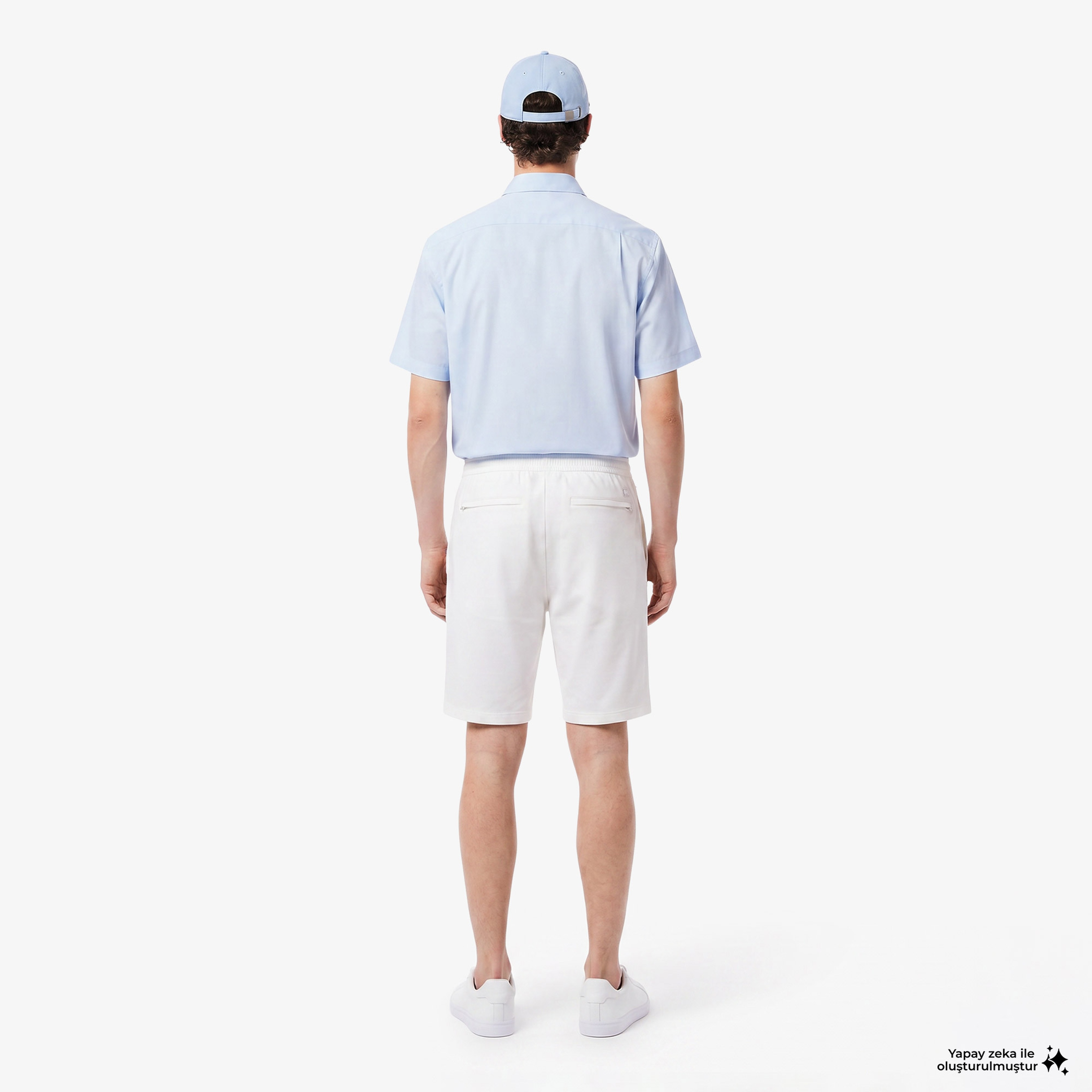 Erkek Tapered Fit Keten Beyaz Bermuda Şort