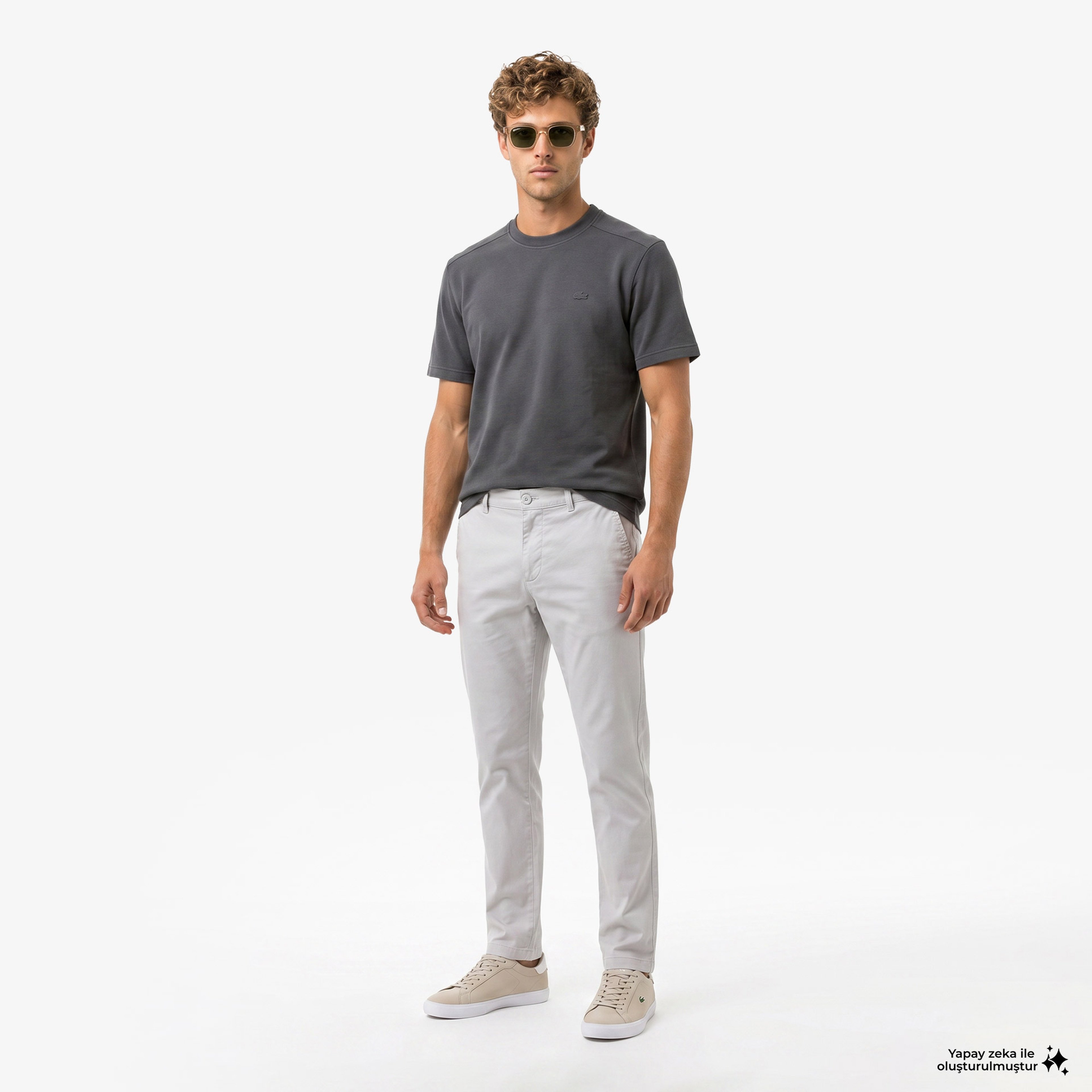 Erkek Slim Fit Gri Chino Pantolon