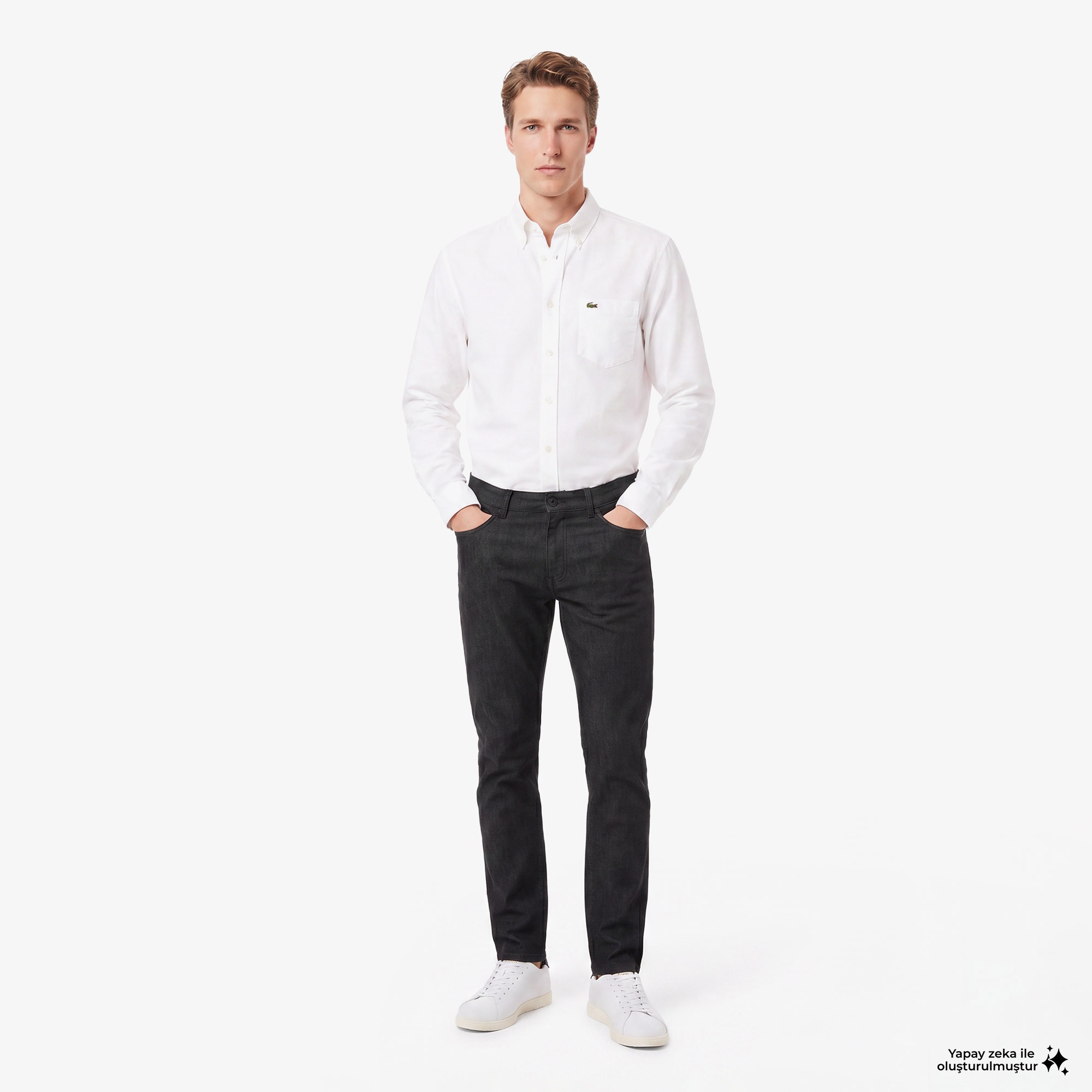 Erkek Slim Fit Siyah Chino Pantolon