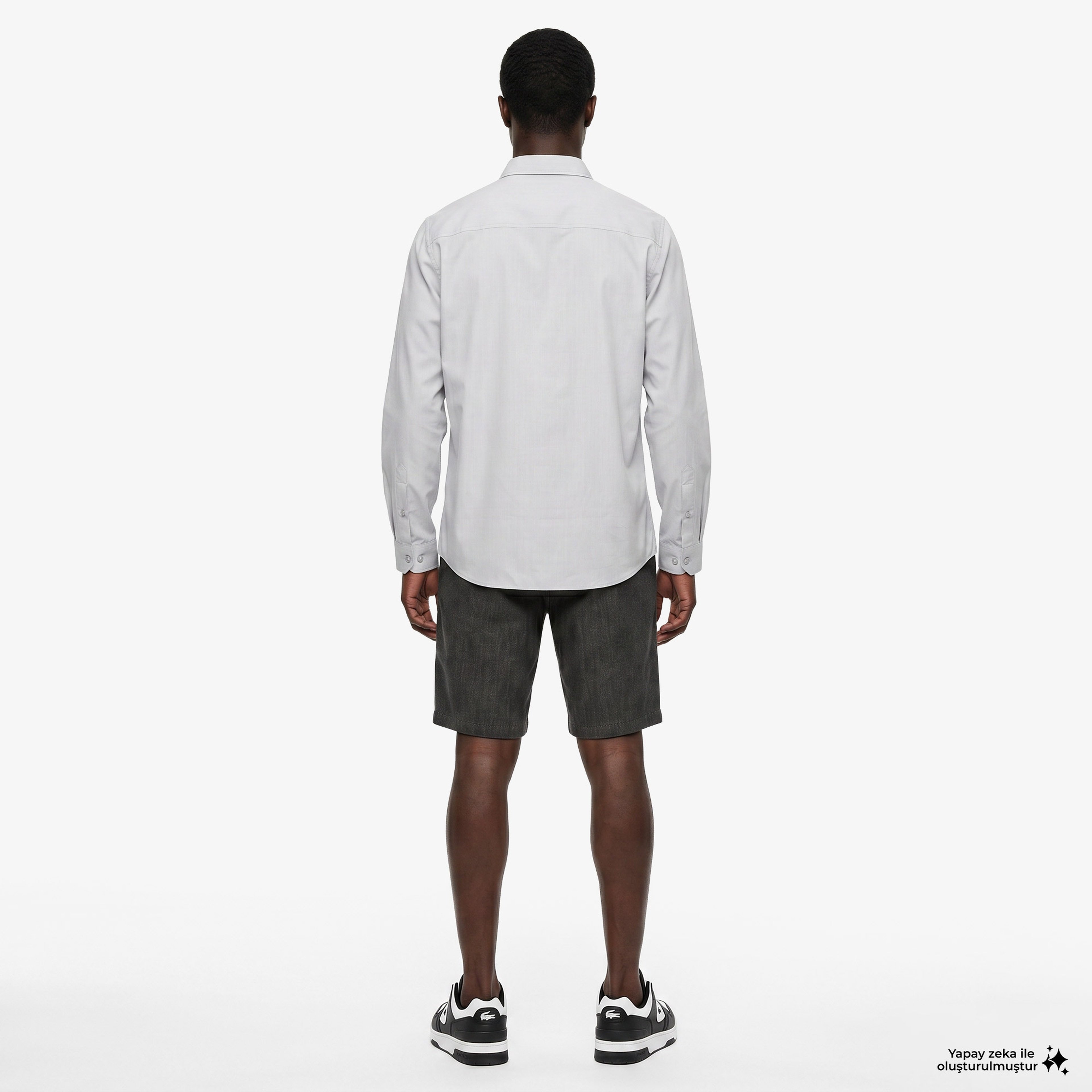 Erkek Slim Fit Düğmeli Yaka Gri Gömlek Erkek Slim Fit Düğmeli Yaka Gri Gömlek
