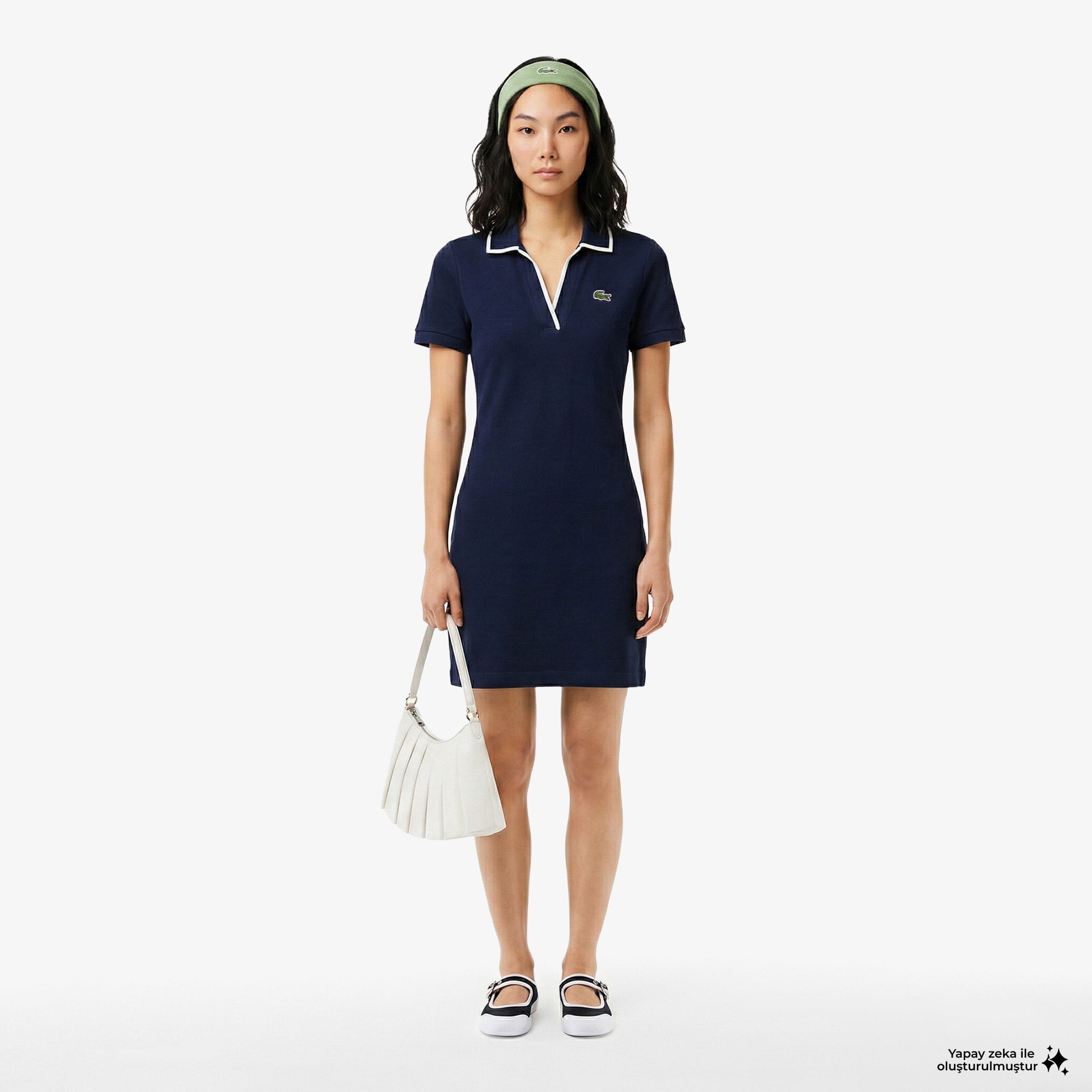 Kadın Classic Fit Kısa Kollu Polo Yaka Lacivert Elbise