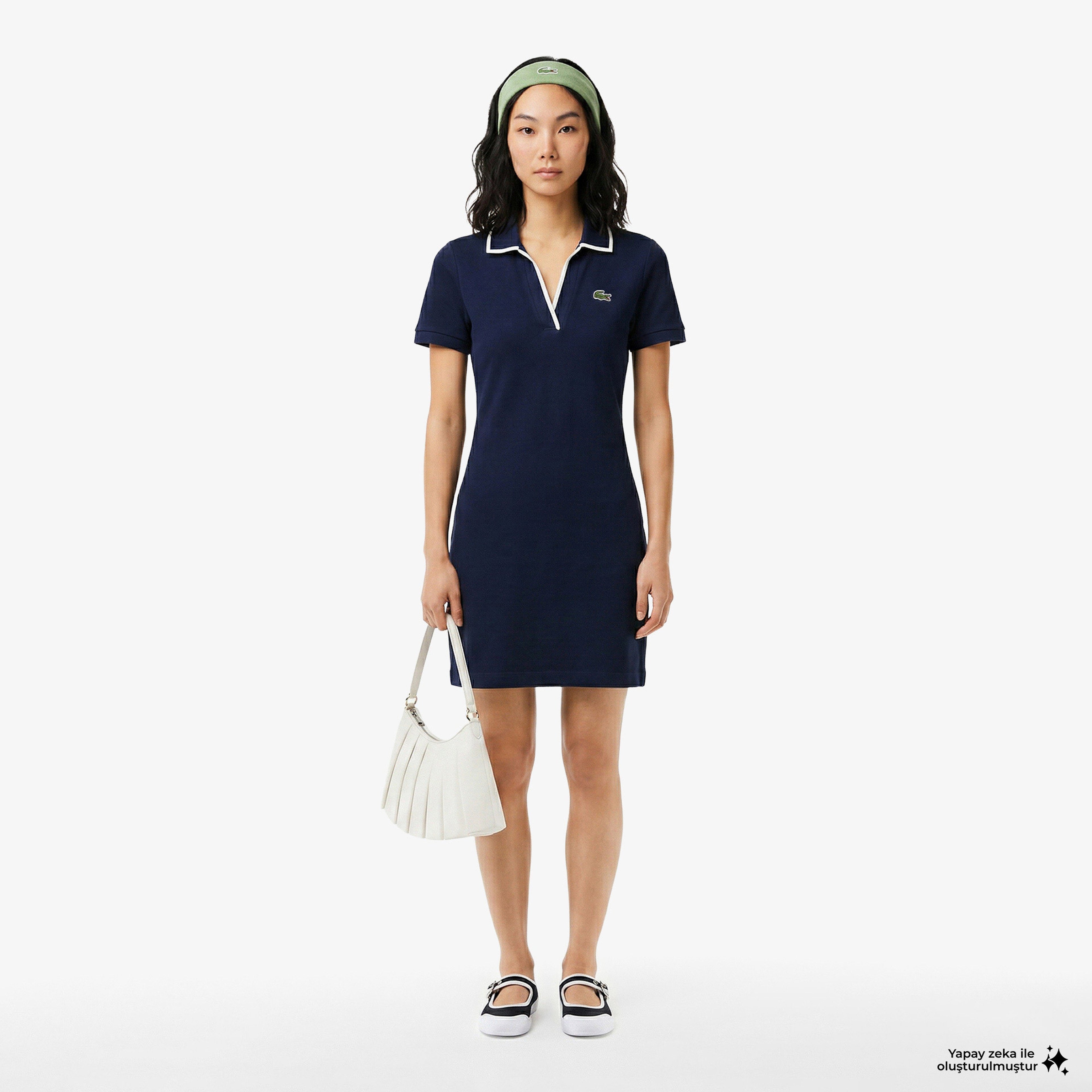 Kadın Classic Fit Kısa Kollu Polo Yaka Lacivert Elbise Kadın Classic Fit Kısa Kollu Polo Yaka Lacivert Elbise