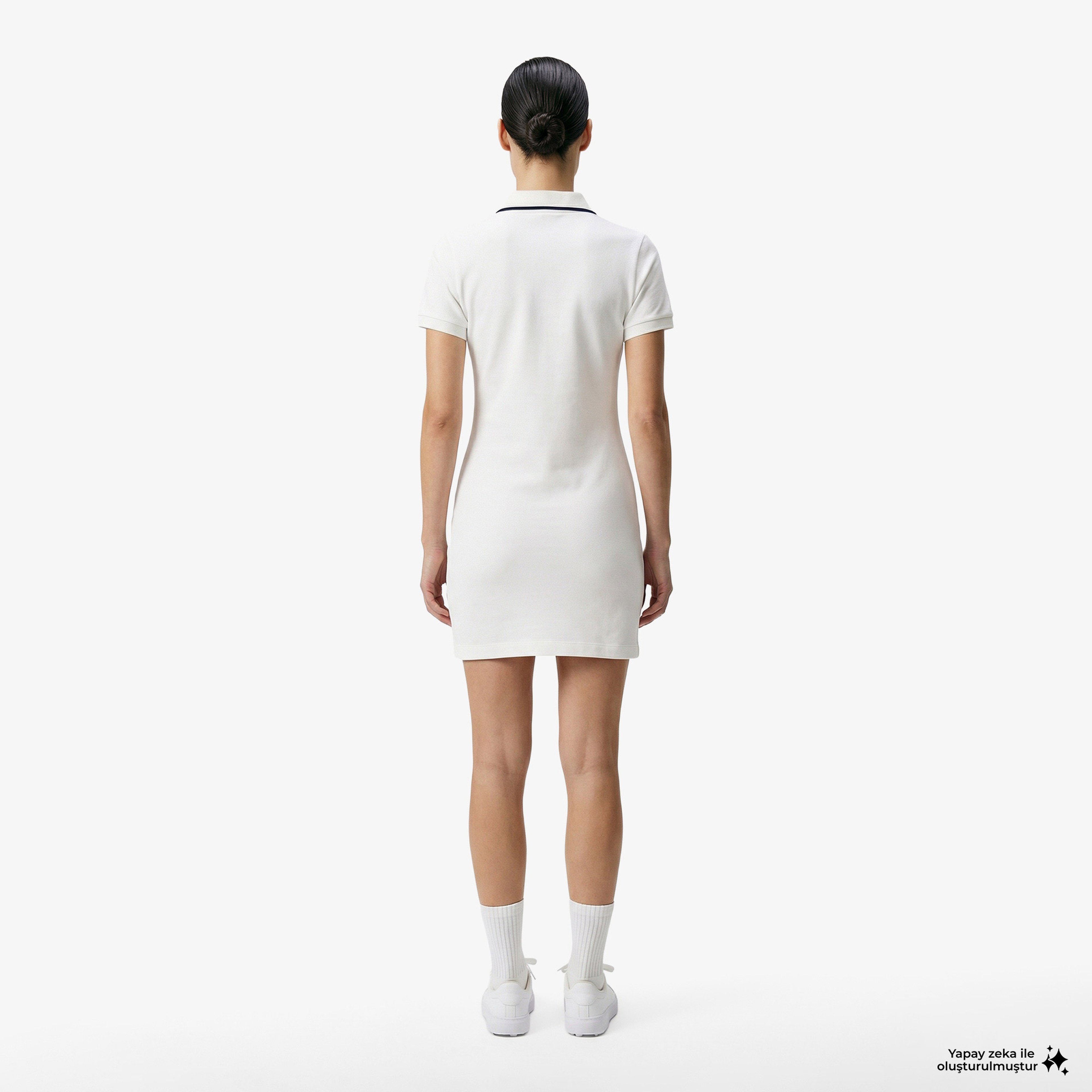 Kadın Classic Fit Kısa Kollu Polo Yaka Beyaz Elbise Kadın Classic Fit Kısa Kollu Polo Yaka Beyaz Elbise