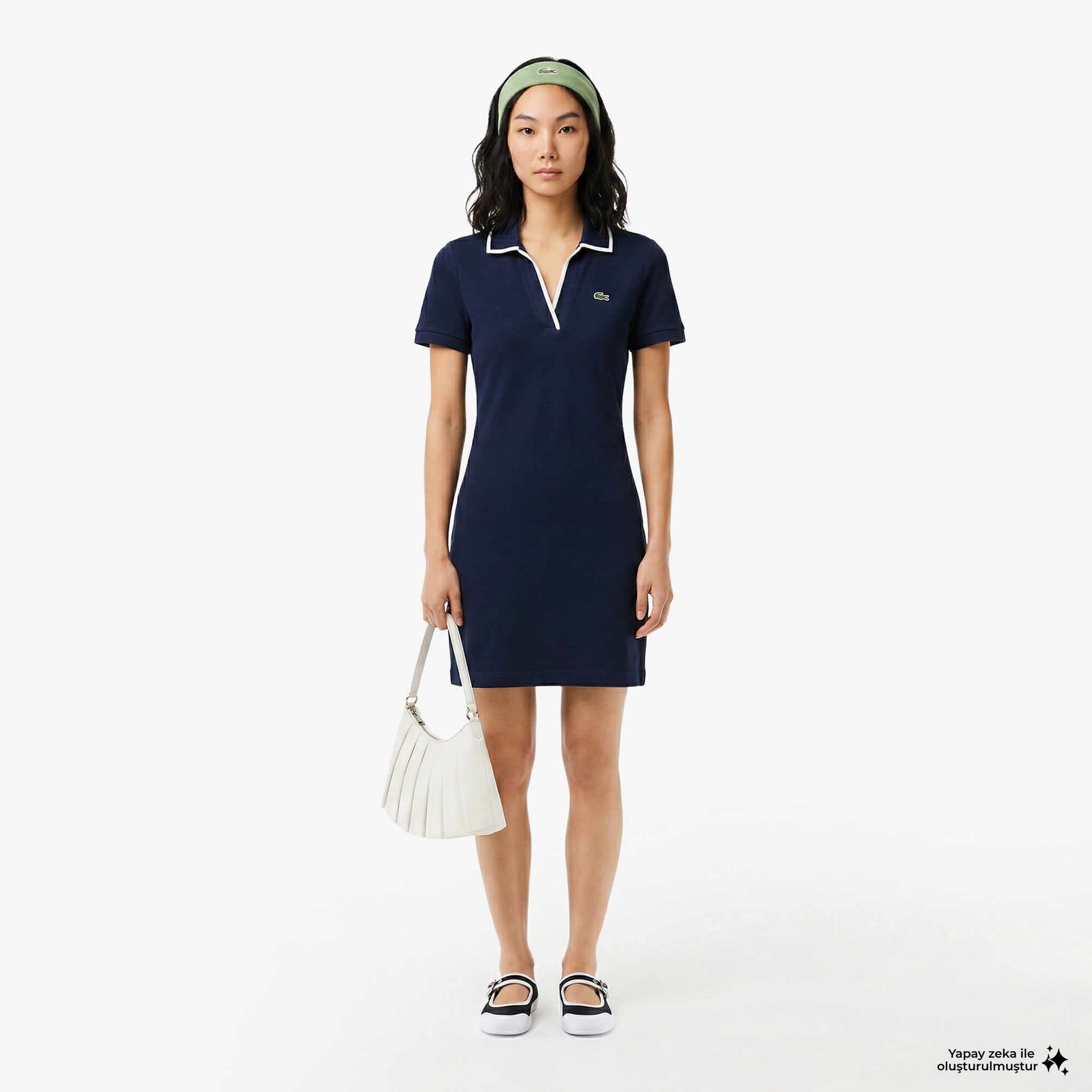 Kadın Classic Fit Kısa Kollu Polo Yaka Lacivert Elbise