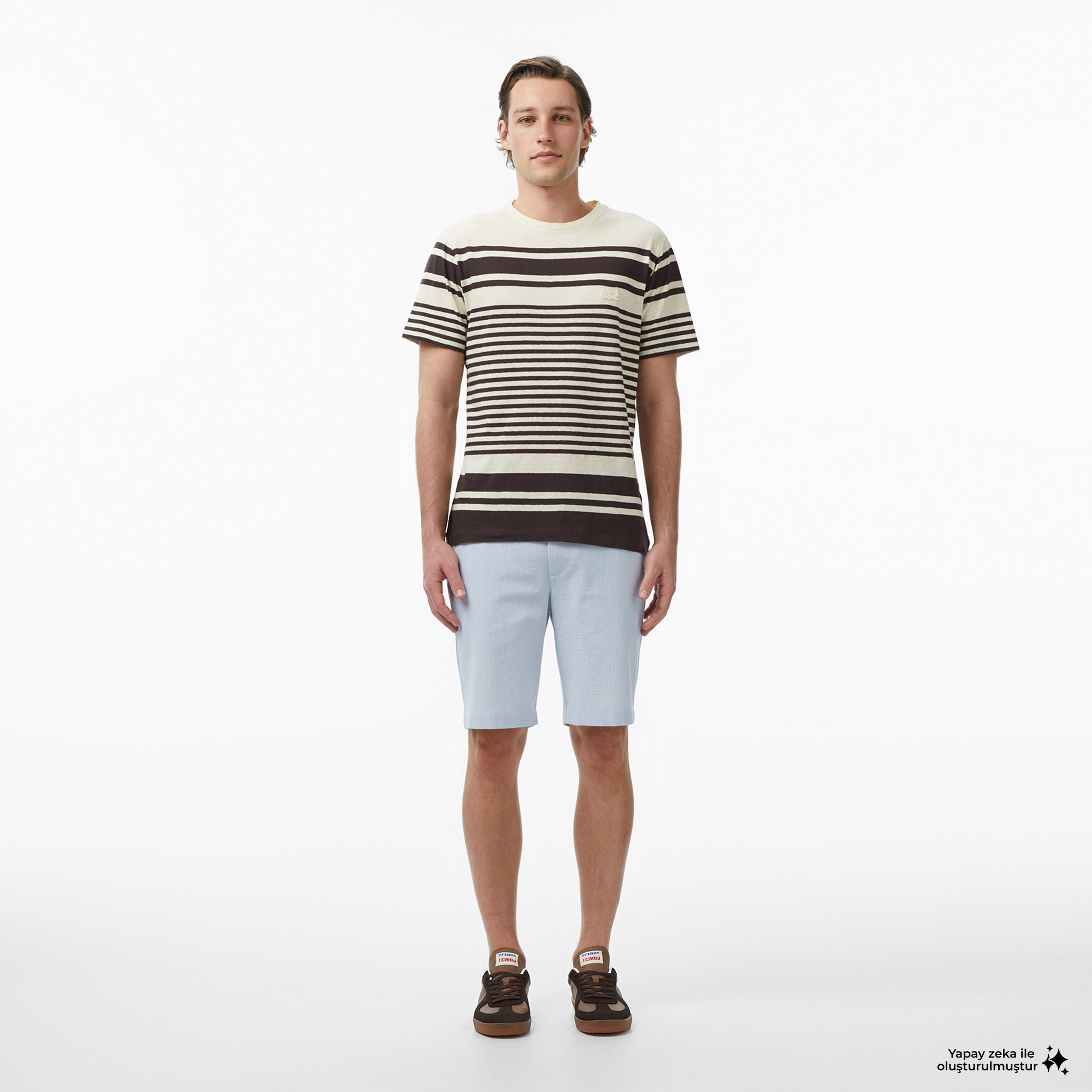 Erkek Tapered Fit Mavi Bermuda Şort Erkek Tapered Fit Mavi Bermuda Şort