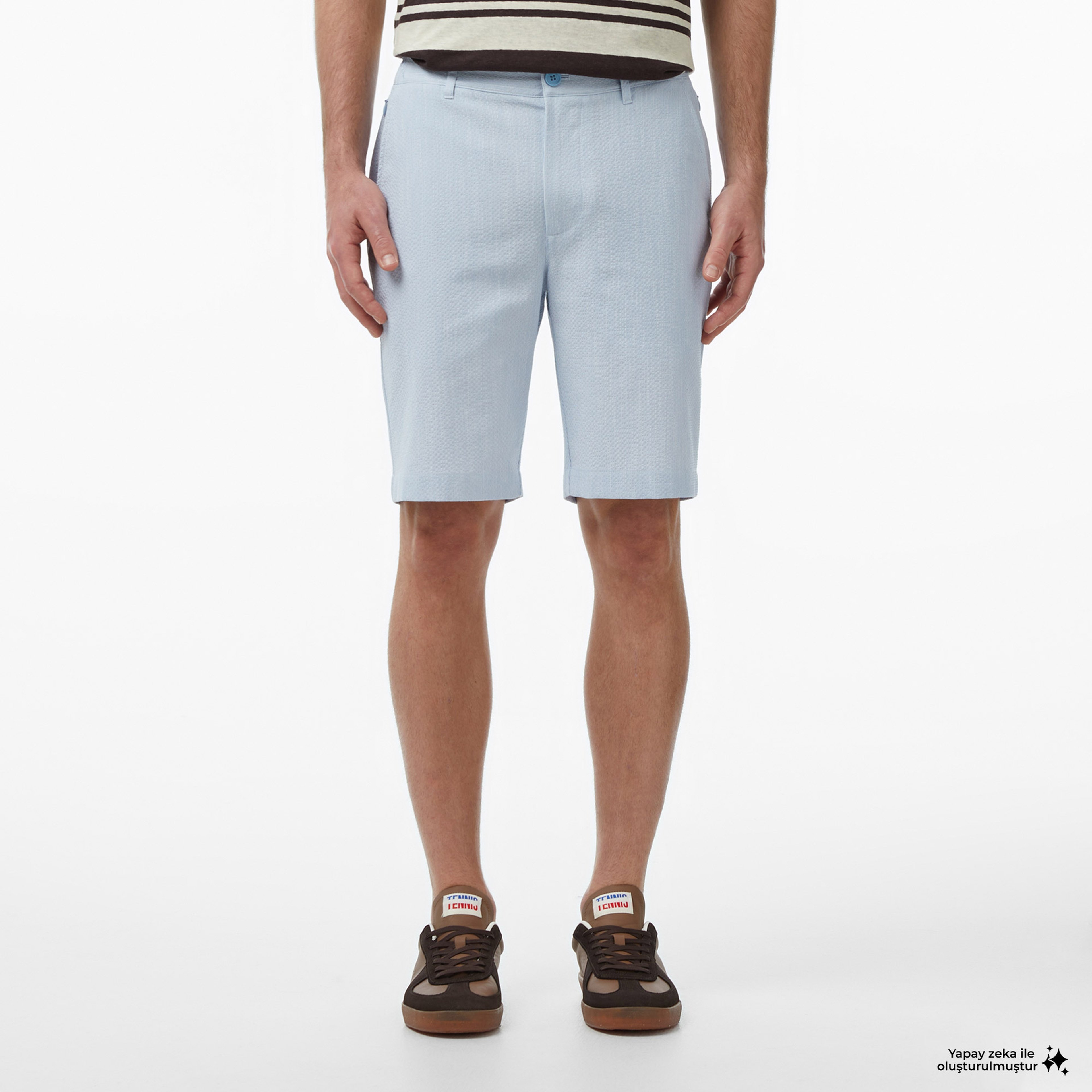 Erkek Tapered Fit Mavi Bermuda Şort Erkek Tapered Fit Mavi Bermuda Şort