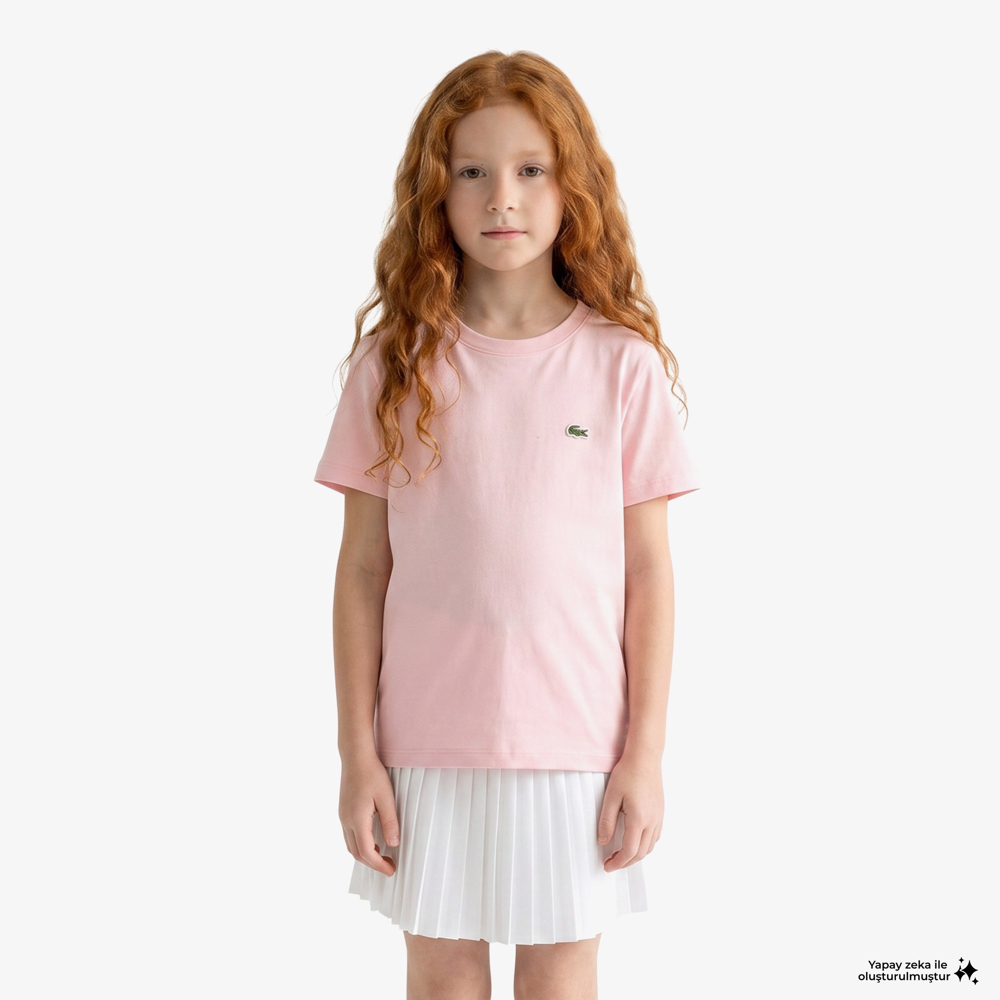 Çocuk Bisiklet Yaka Açık Pembe T-Shirt
