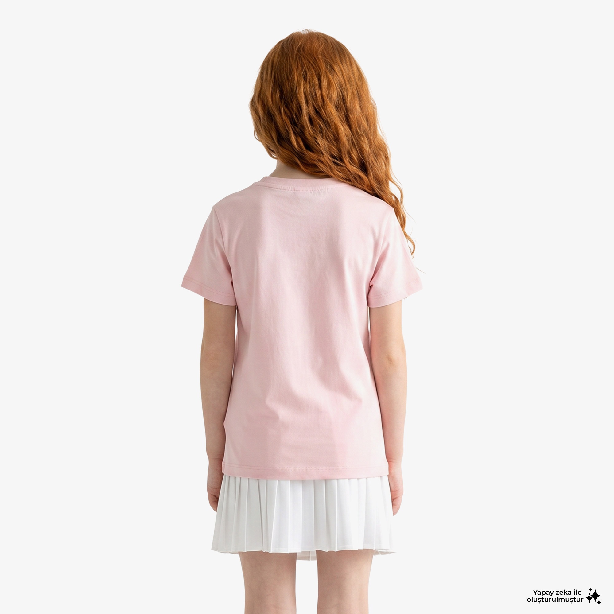 Çocuk Bisiklet Yaka Açık Pembe T-Shirt