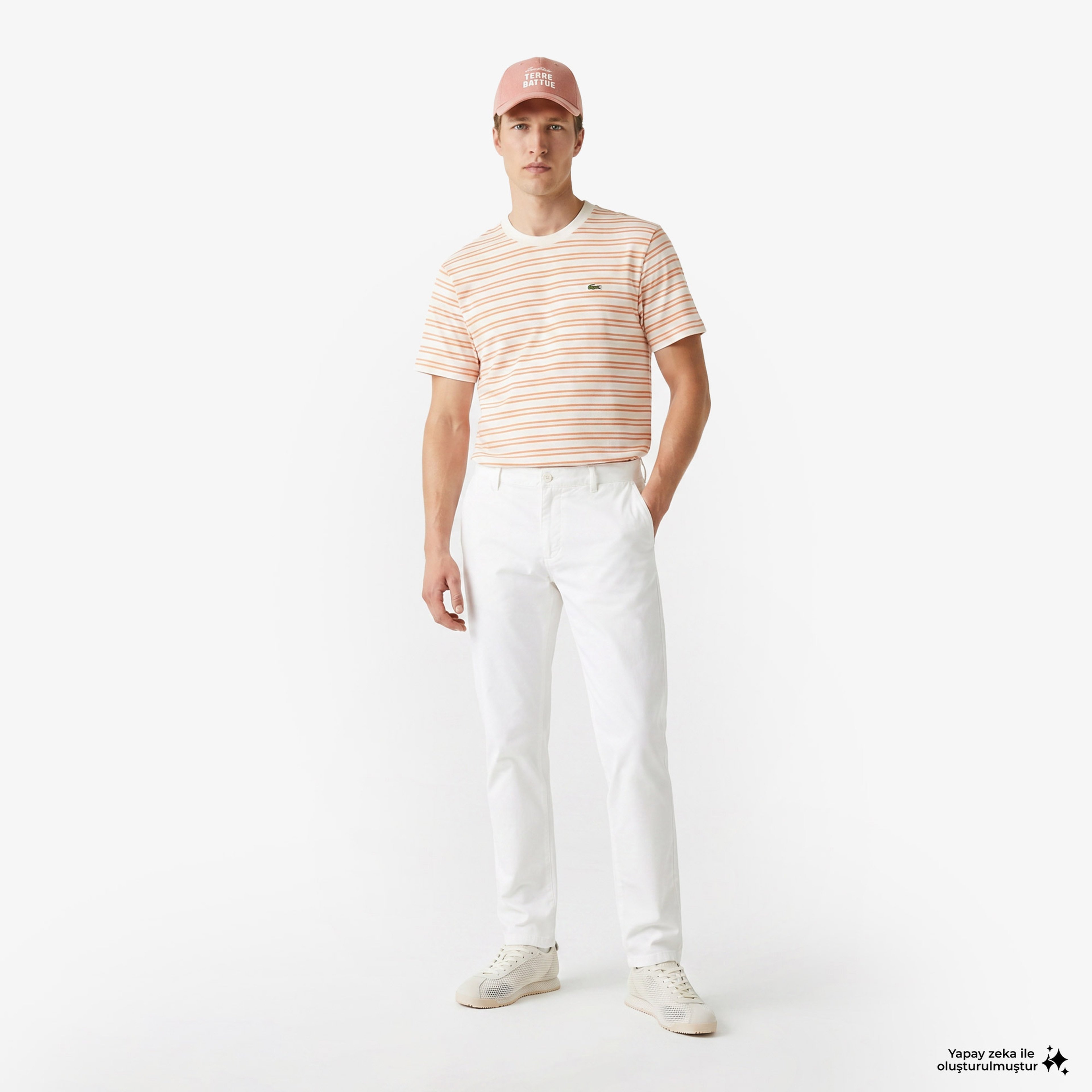 Erkek Classic Fit Bisiklet Yaka Çizgili Turuncu T-Shirt Erkek Classic Fit Bisiklet Yaka Çizgili Turuncu T-Shirt