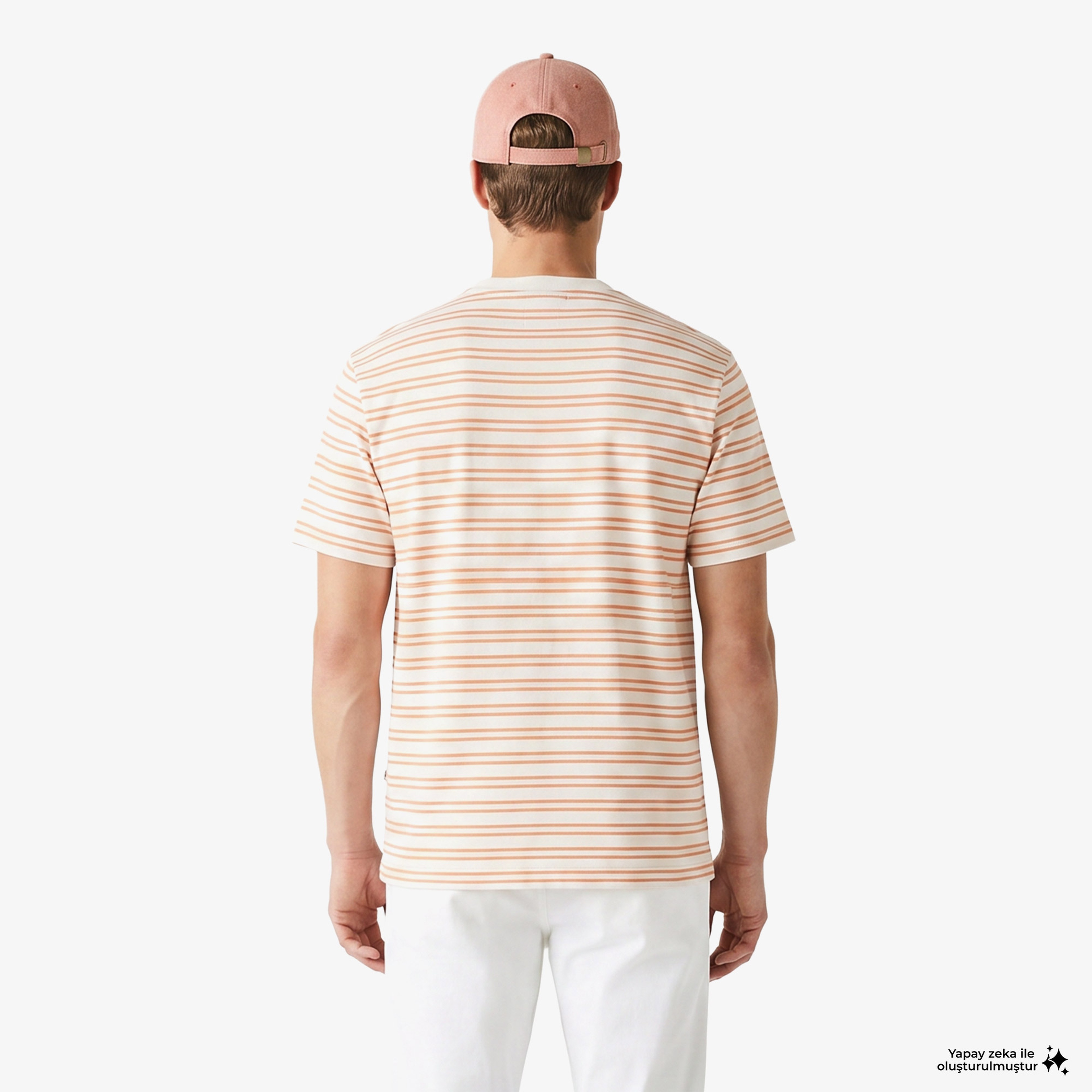 Erkek Classic Fit Bisiklet Yaka Çizgili Turuncu T-Shirt Erkek Classic Fit Bisiklet Yaka Çizgili Turuncu T-Shirt