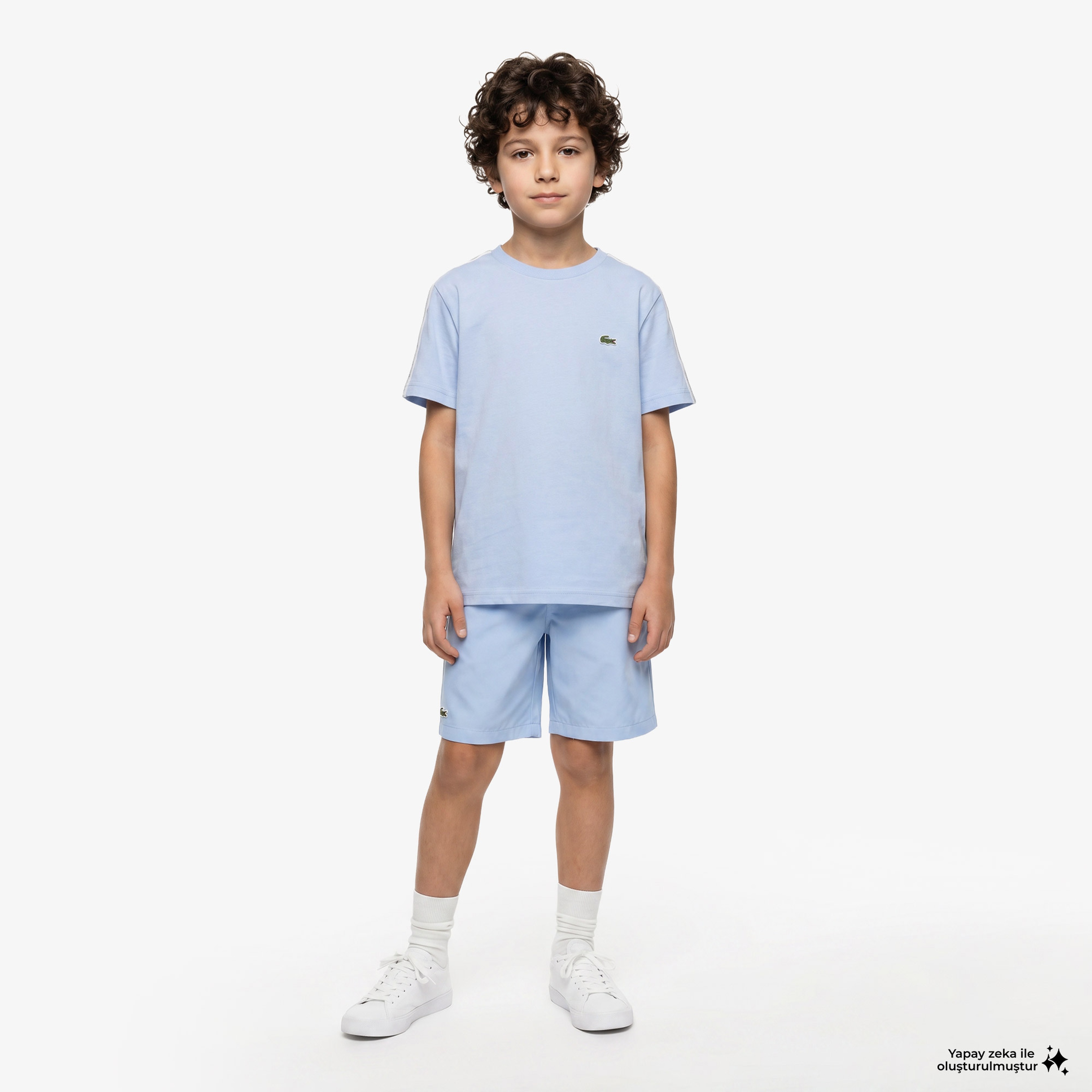 Çocuk Bisiklet Yaka Mavi T-Shirt Çocuk Bisiklet Yaka Mavi T-Shirt