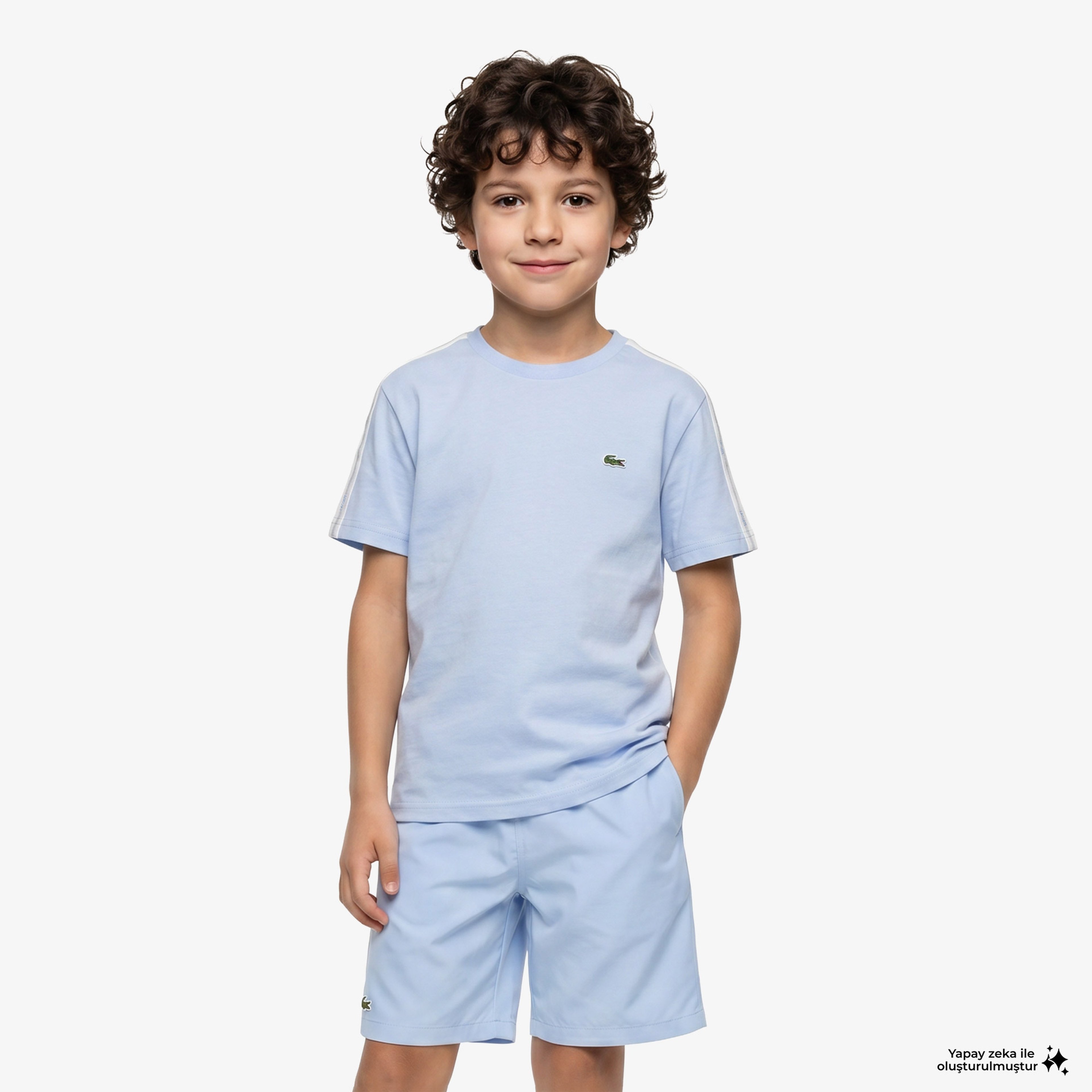 Çocuk Bisiklet Yaka Mavi T-Shirt Çocuk Bisiklet Yaka Mavi T-Shirt