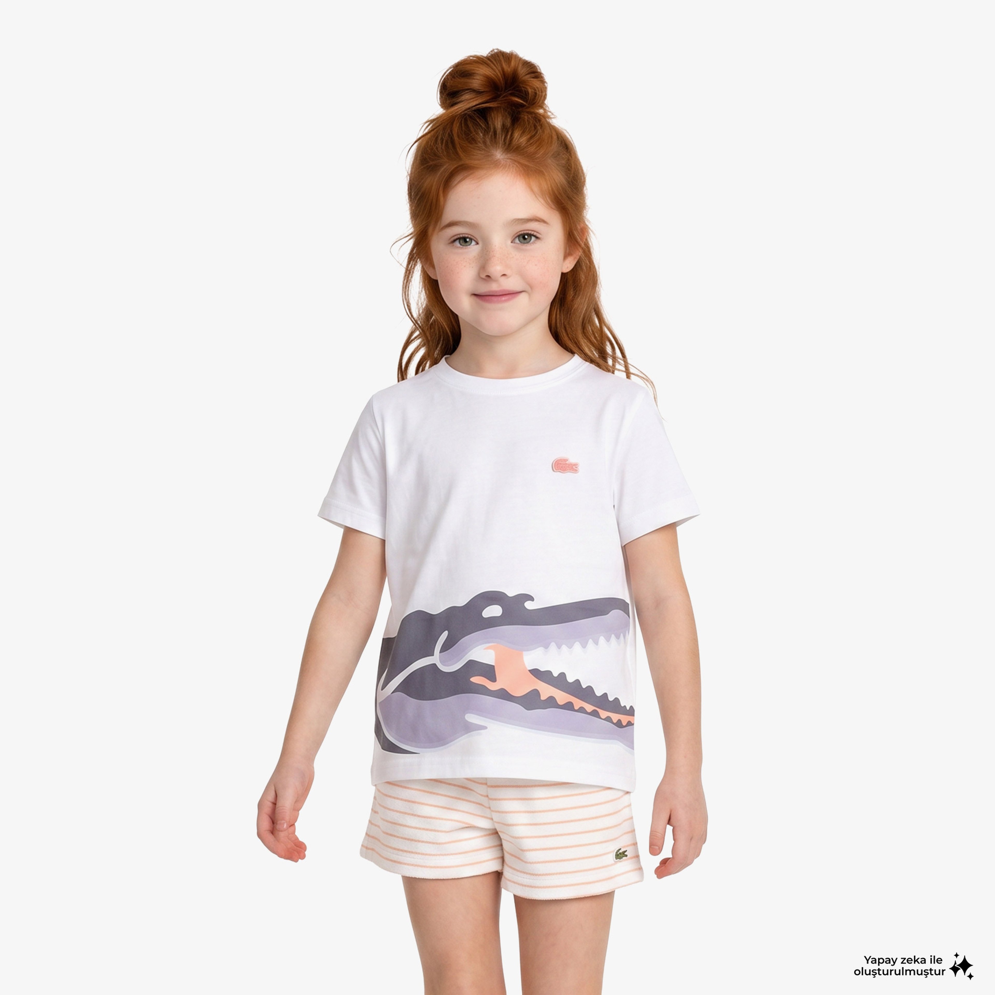 Çocuk Bisiklet Yaka Baskılı Beyaz T-Shirt