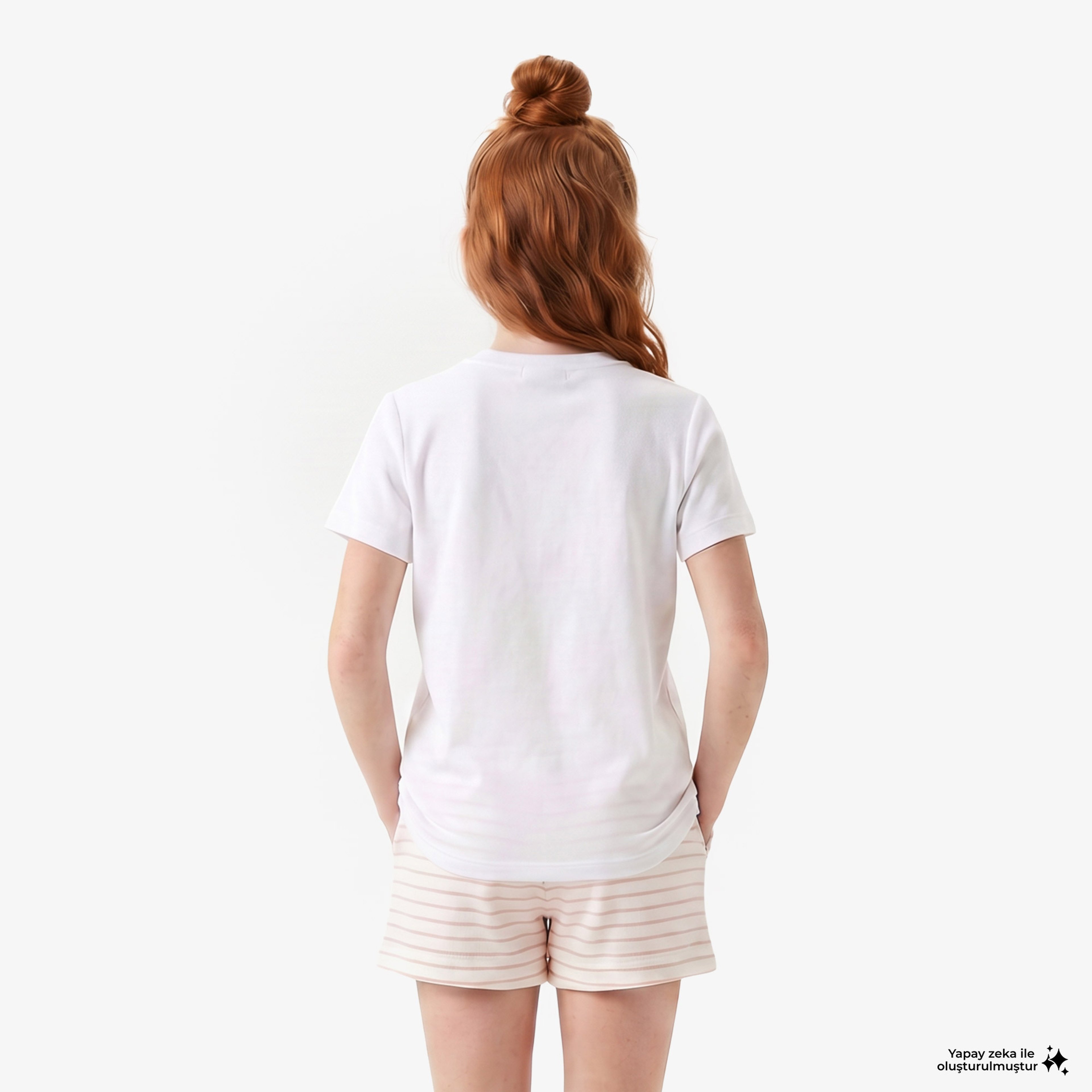 Çocuk Bisiklet Yaka Baskılı Beyaz T-Shirt