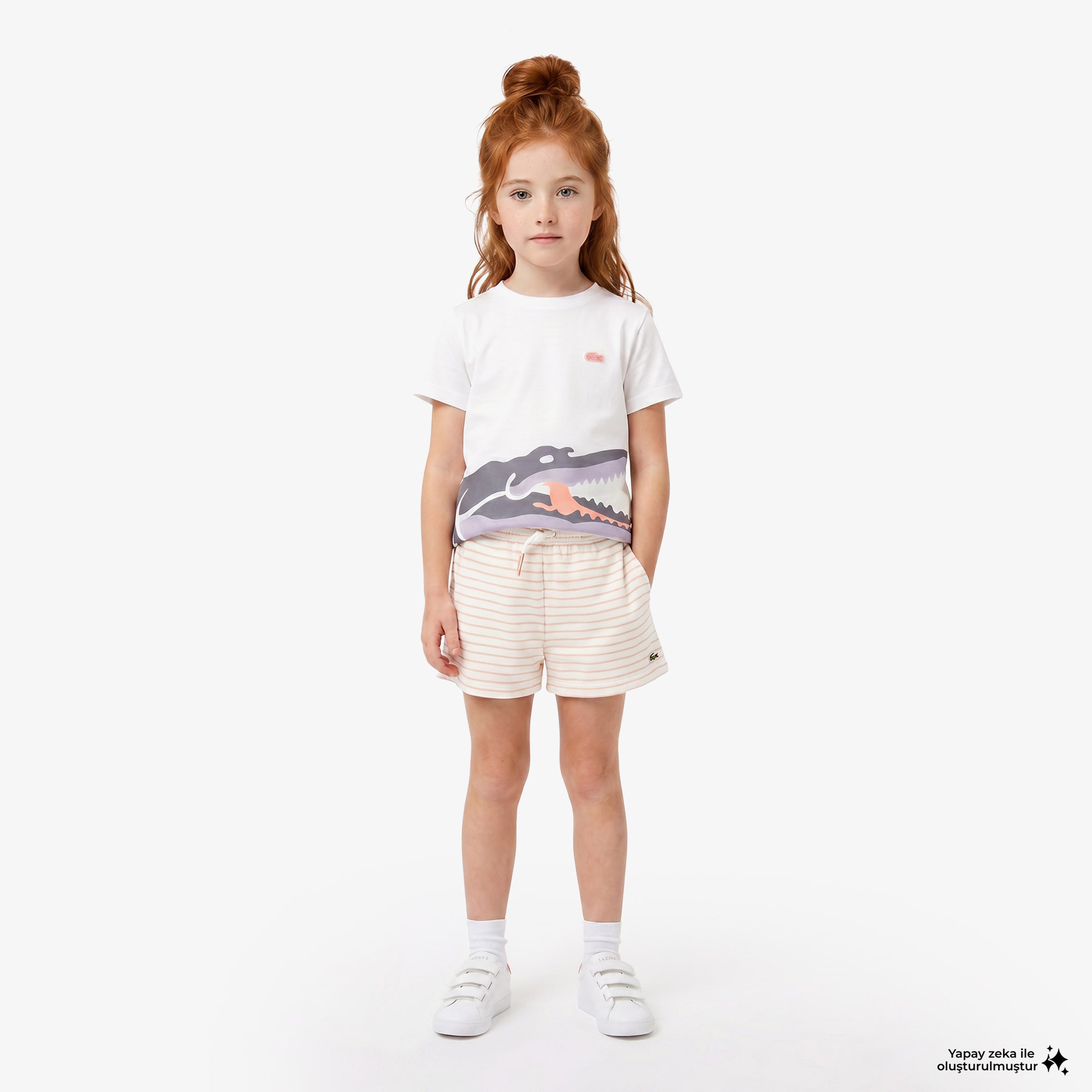 Çocuk Bisiklet Yaka Baskılı Beyaz T-Shirt